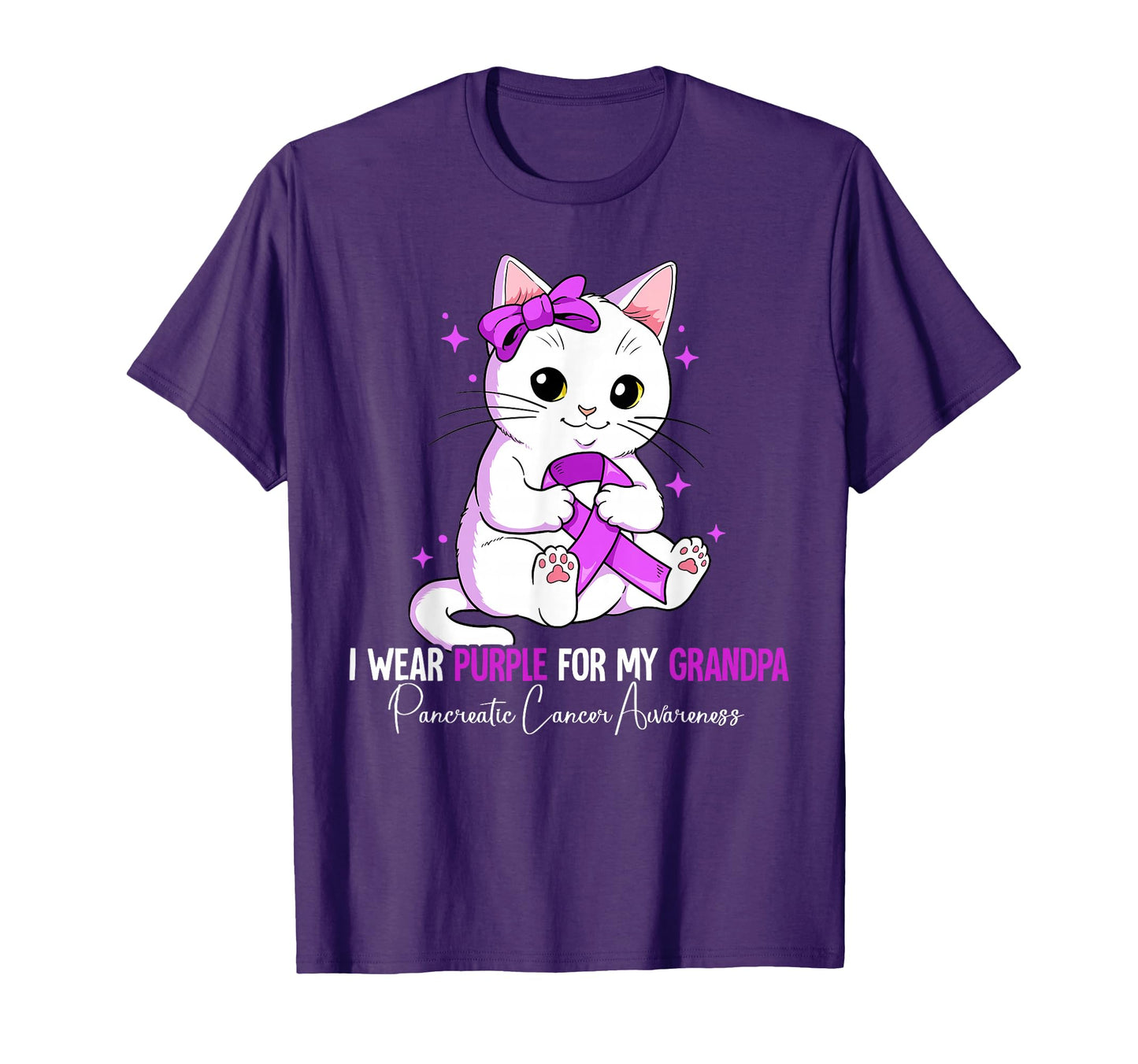 I Wear Purple My Grandpa Pancreatic Cancer T-Shirt - Unique Graphic Unisex - T-Shirt, Sweatshirt, Hoodie