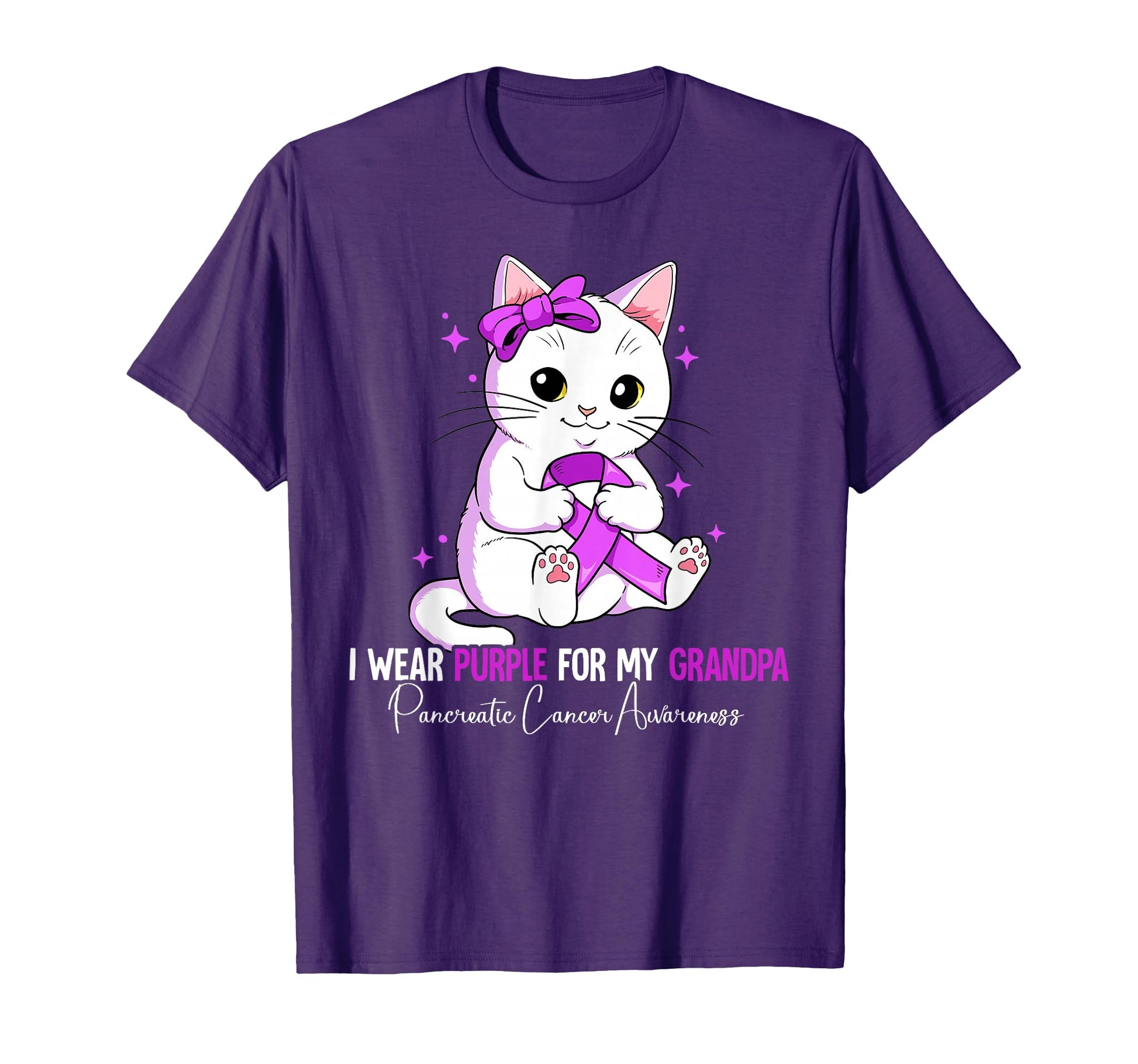 I Wear Purple My Grandpa Pancreatic Cancer T-Shirt - Unique Graphic Unisex - T-Shirt, Sweatshirt, Hoodie