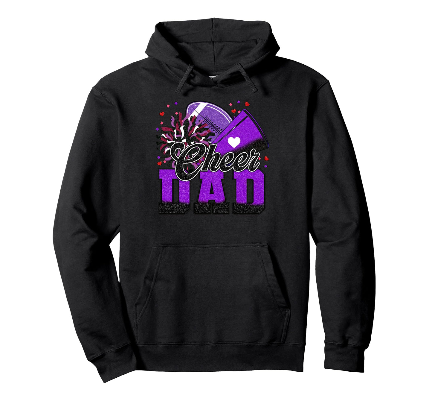 Purple Football Cheer Dad Cheerleader Hoodie - Custom Art Print Unisex - T-Shirt, Sweatshirt, Hoodie
