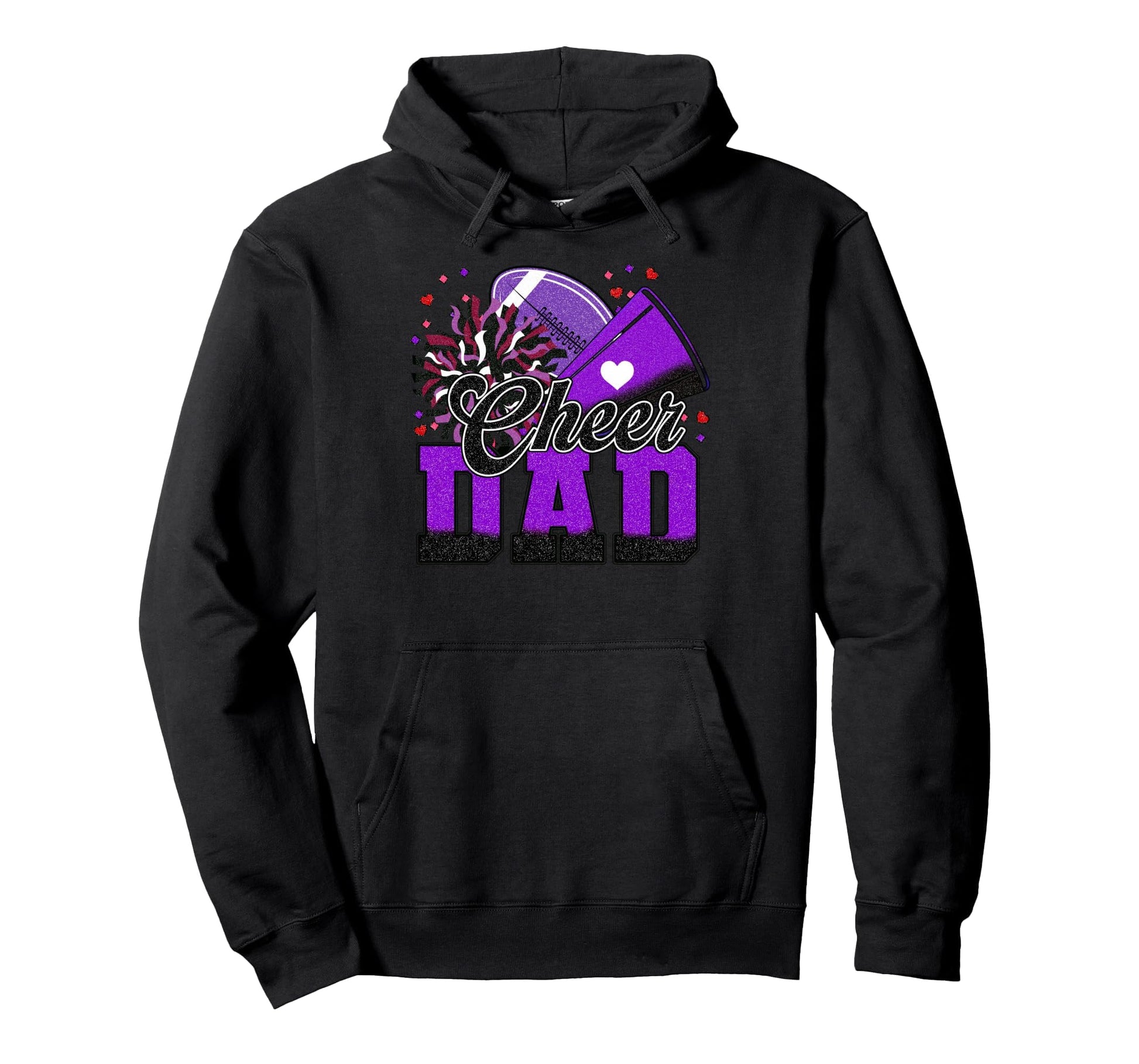 Purple Football Cheer Dad Cheerleader Hoodie - Custom Art Print Unisex - T-Shirt, Sweatshirt, Hoodie