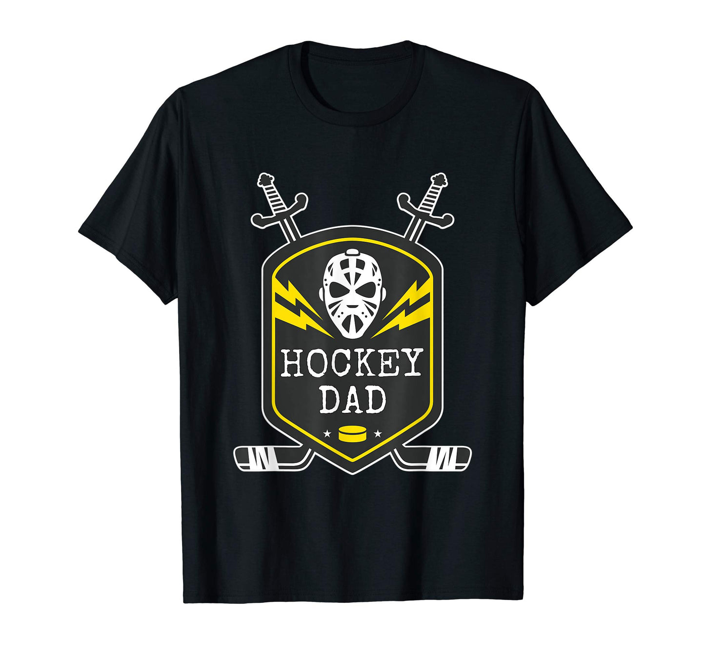 Mens Goalie Mask Crest Stick Puck Fathers T-Shirt - Novelty Apparel Unisex - T-Shirt, Sweatshirt, Hoodie