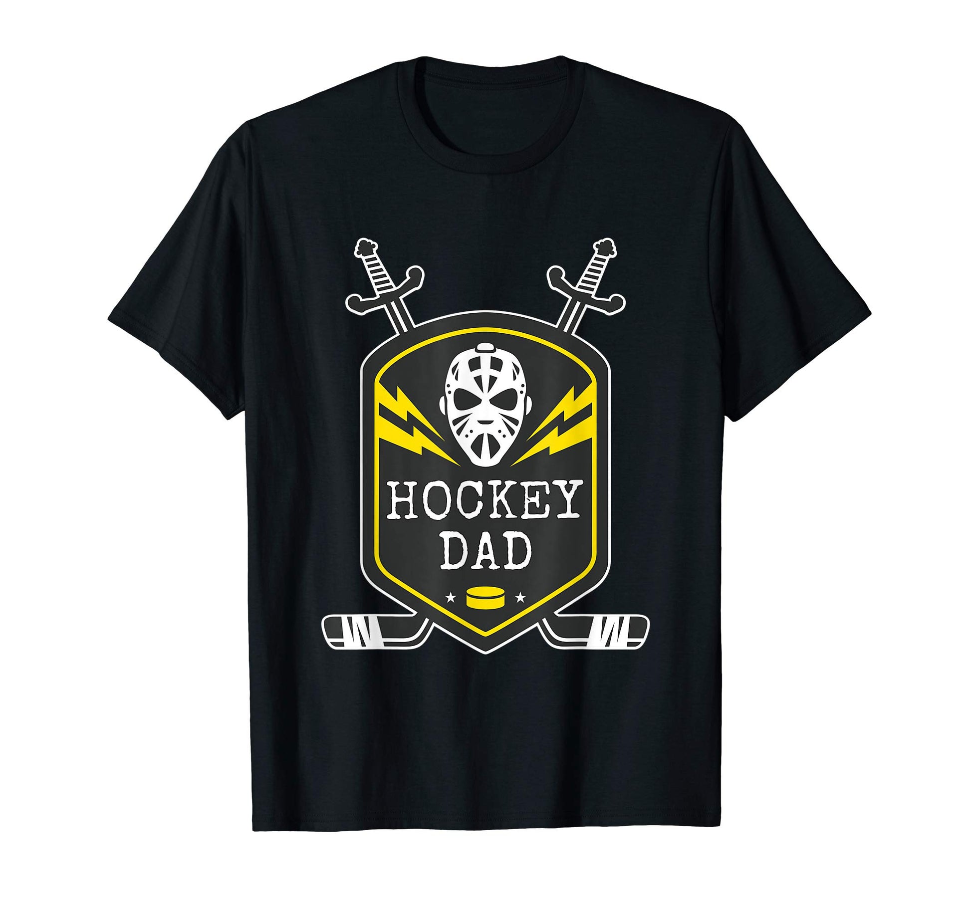 Mens Goalie Mask Crest Stick Puck Fathers T-Shirt - Novelty Apparel Unisex - T-Shirt, Sweatshirt, Hoodie