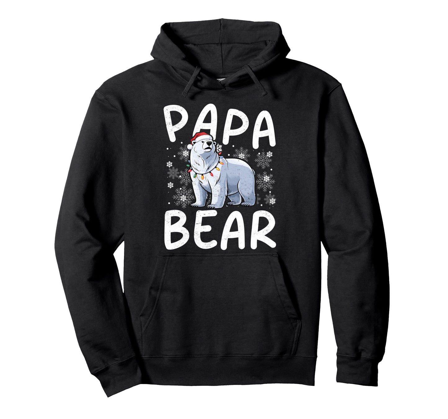 Funny Papa Bear Santa Hat Lights Hoodie - Novelty Apparel for Adults - T-Shirt, Sweatshirt, Hoodie