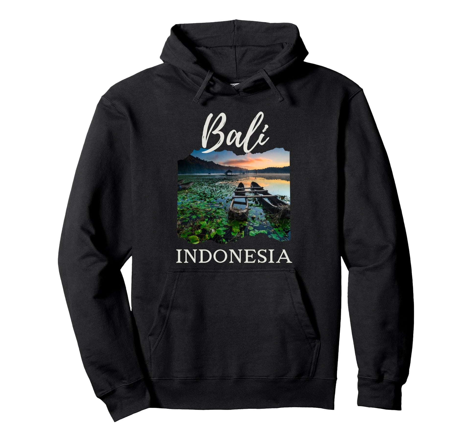 Bali Indonesia Tamblingam Lake Hoodie - Aesthetic Graphic for Adults - T-Shirt, Sweatshirt, Hoodie