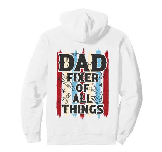 Back Dad Fixer All Things Striped Hoodie - Casual Everyday Wear Unisex - T-Shirt, Sweatshirt, Hoodie