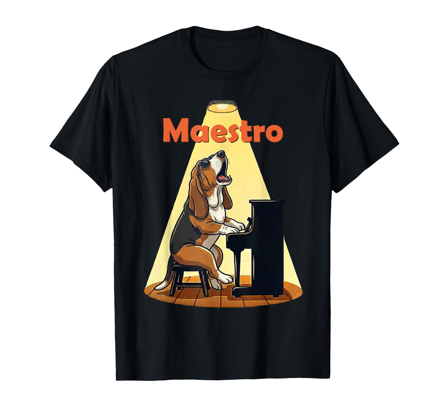 Basset Hound Dog Maestro Playing T-Shirt - Streetwear Style for Adults - T-Shirt, Sweatshirt, Hoodie