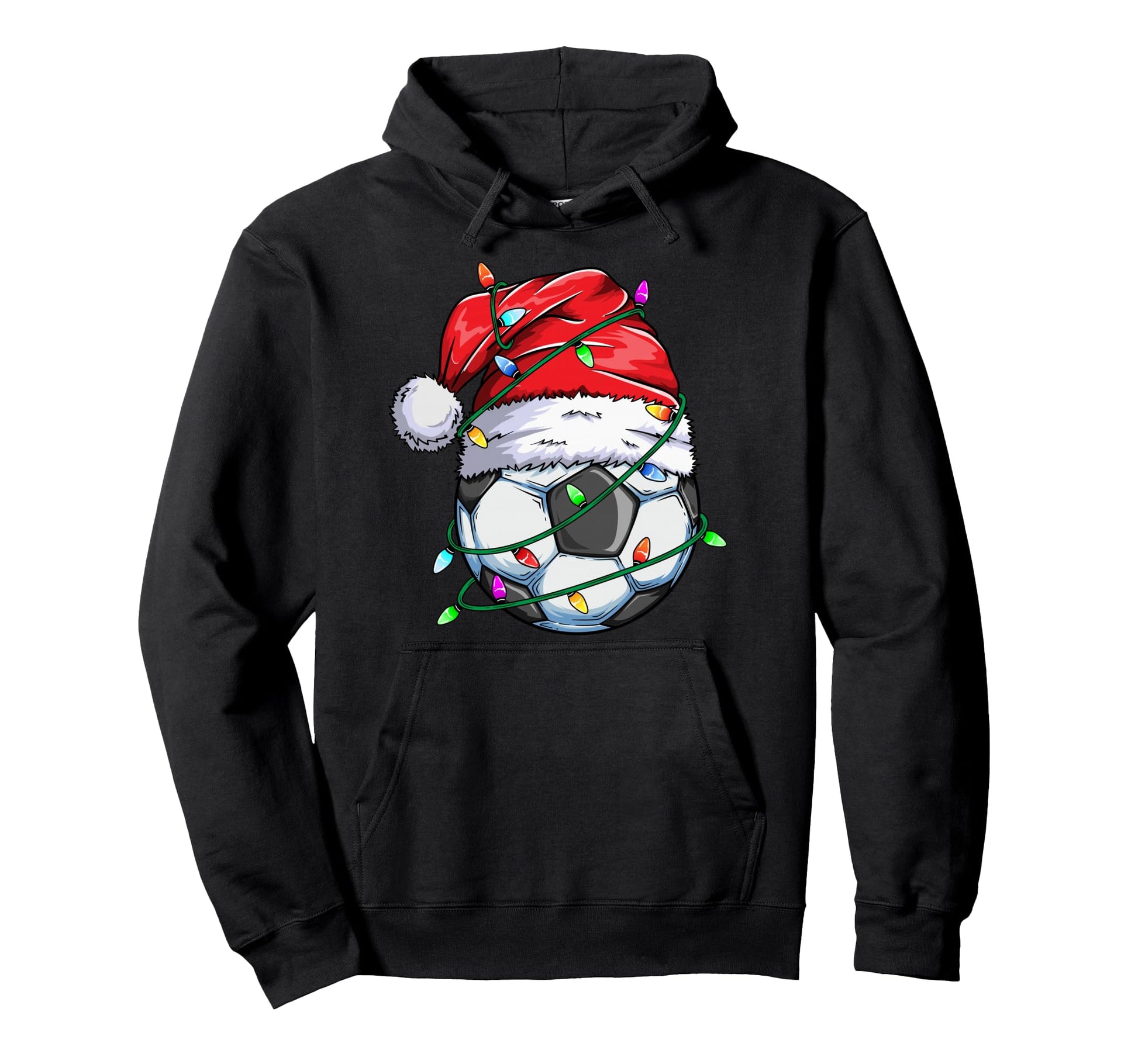 Santa Soccer Ball Sports Soccer Player Hoodie - Novelty Apparel for Adults - T-Shirt, Sweatshirt, Hoodie