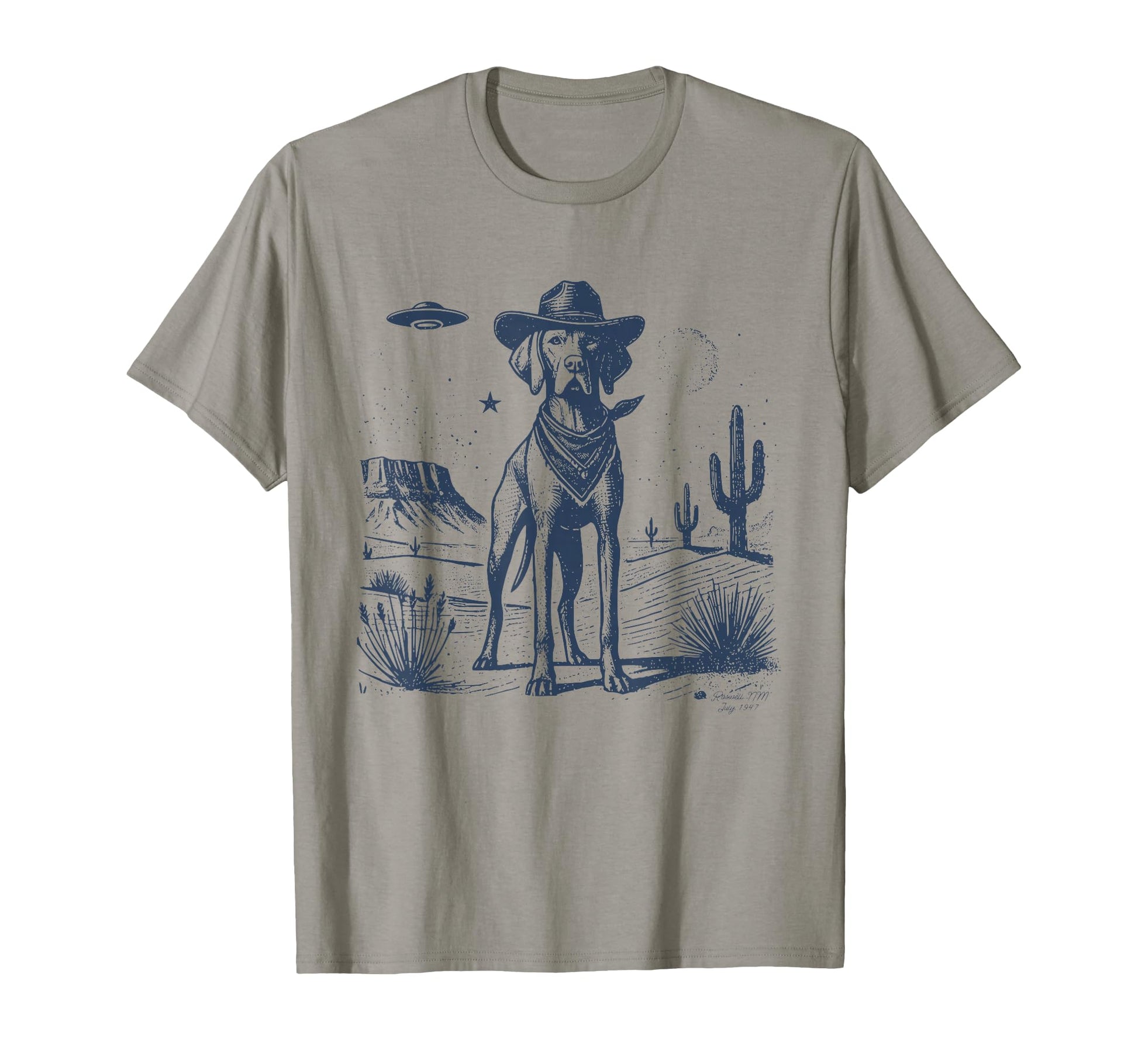 Vizsla Cowboy Hat Funny Dog Mom Pet T-Shirt - Custom Art Print for Adults - T-Shirt, Sweatshirt, Hoodie