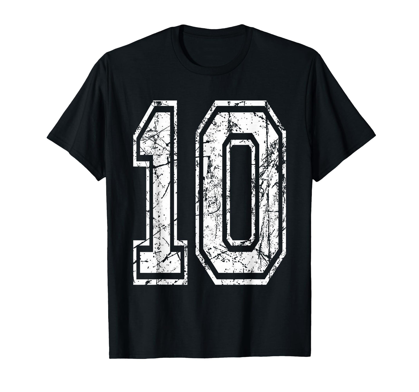 Sports Jersey Grunge Number 10 T-Shirt - Fun Novelty Design for Adults - T-Shirt, Sweatshirt, Hoodie