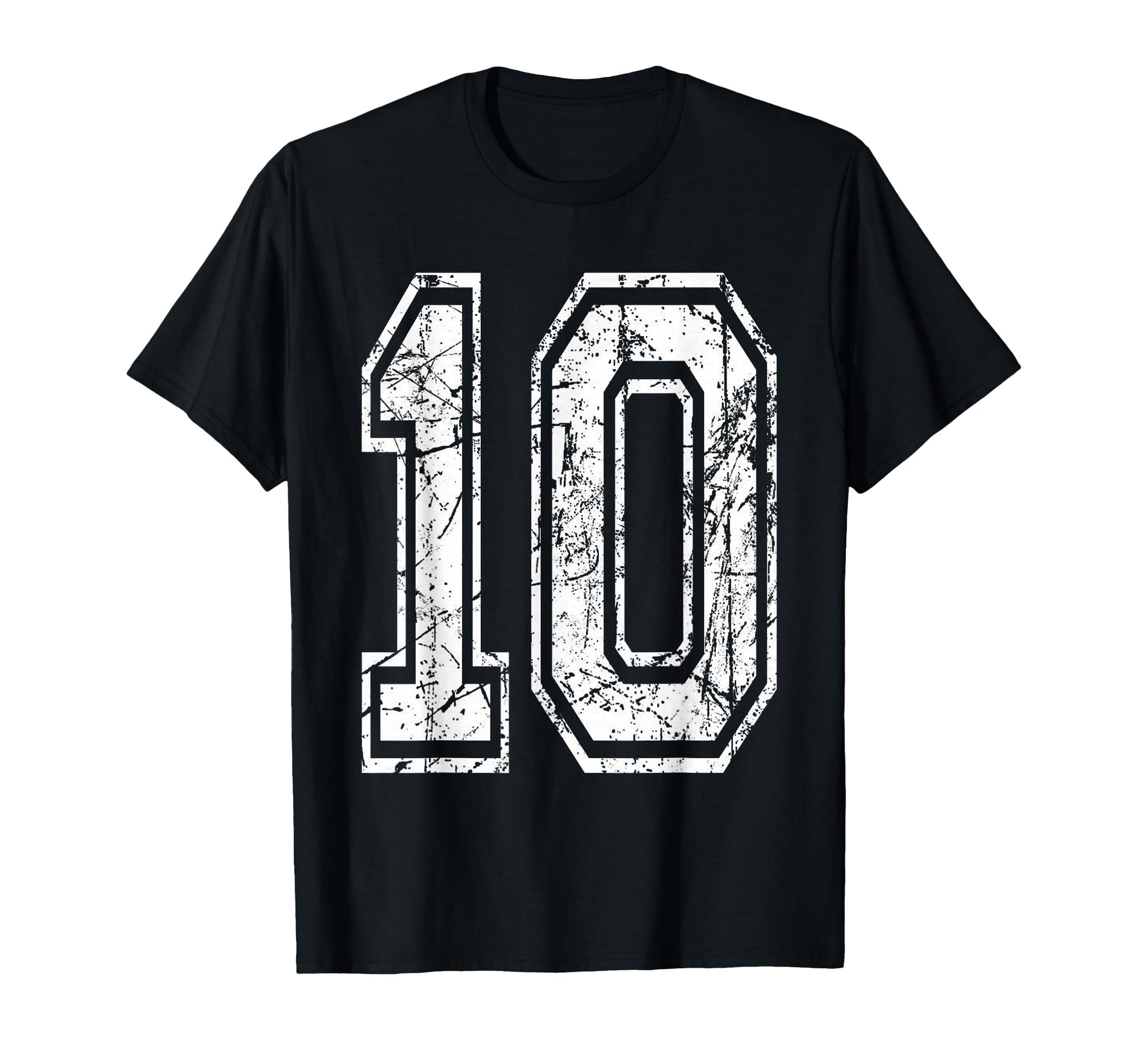 Sports Jersey Grunge Number 10 T-Shirt - Fun Novelty Design for Adults - T-Shirt, Sweatshirt, Hoodie