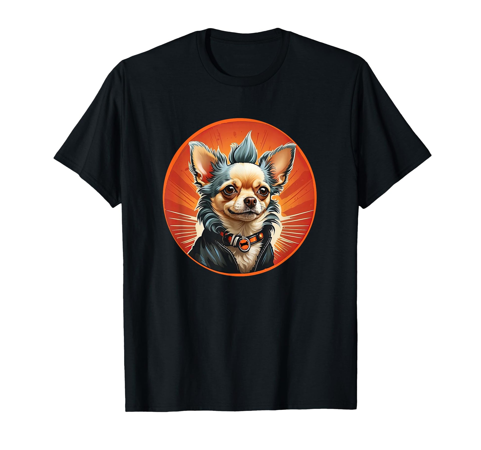 Punk Chihuahua Mohawk Motorcycle T-Shirt - Novelty Apparel for Adults - T-Shirt, Sweatshirt, Hoodie