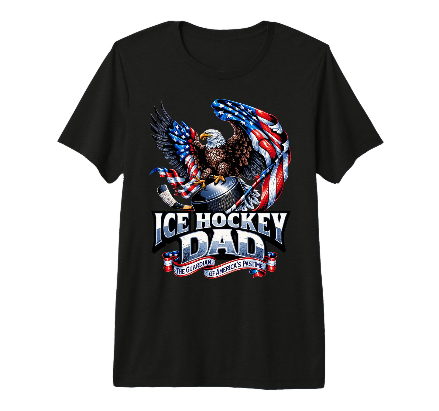 Mens Proud Ice Hockey Dad American T-Shirt - Casual Everyday Wear Unisex - T-Shirt, Sweatshirt, Hoodie