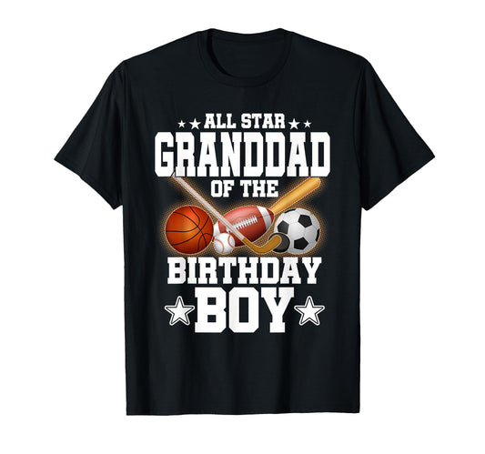 All Star Granddad Birthday Basketball T-Shirt - Minimalist Print Unisex - T-Shirt, Sweatshirt, Hoodie