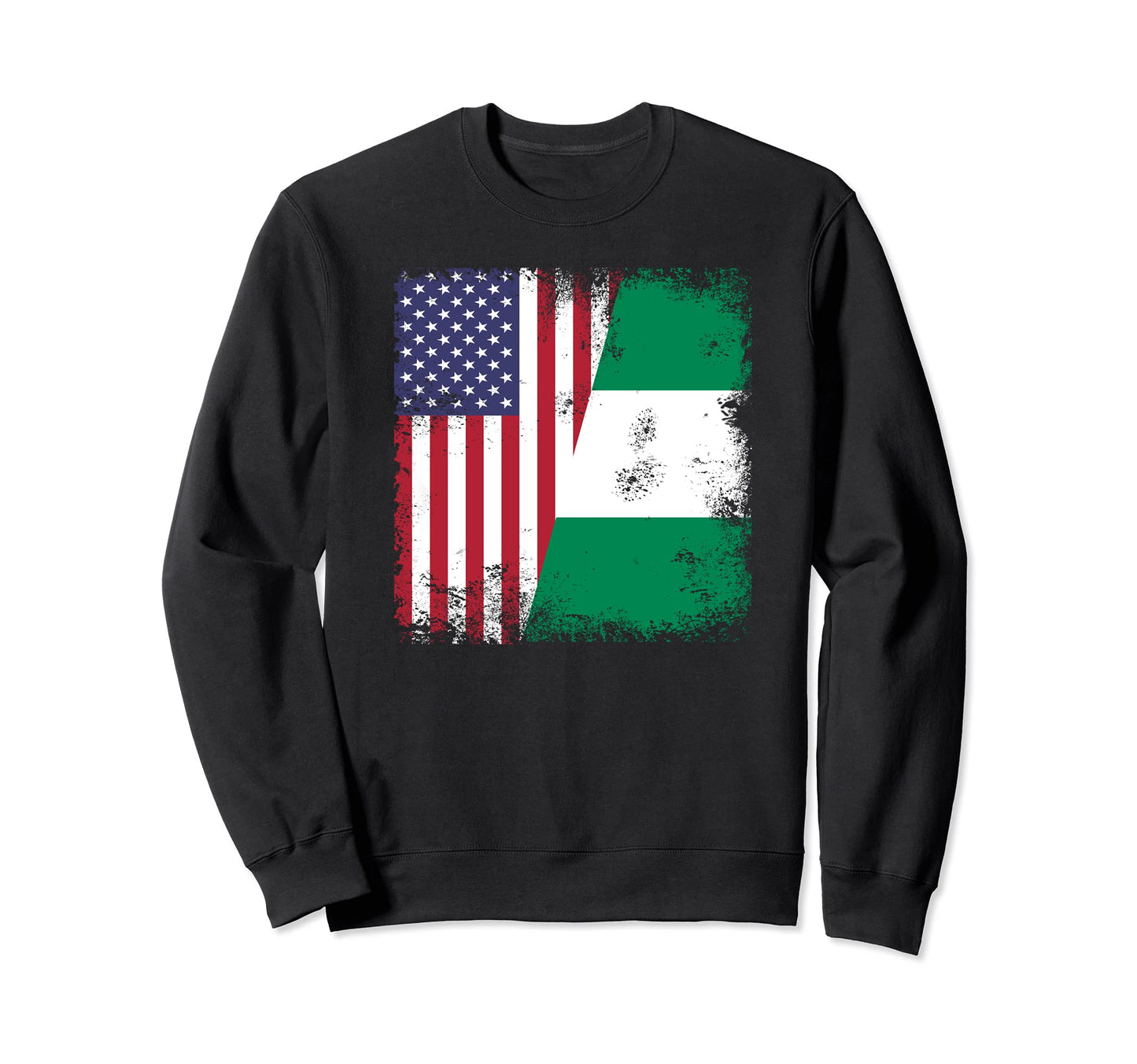 Half Nigerian Flag Nigeria Usa Gift Sweatshirt - Streetwear Style Men Women - T-Shirt, Sweatshirt, Hoodie