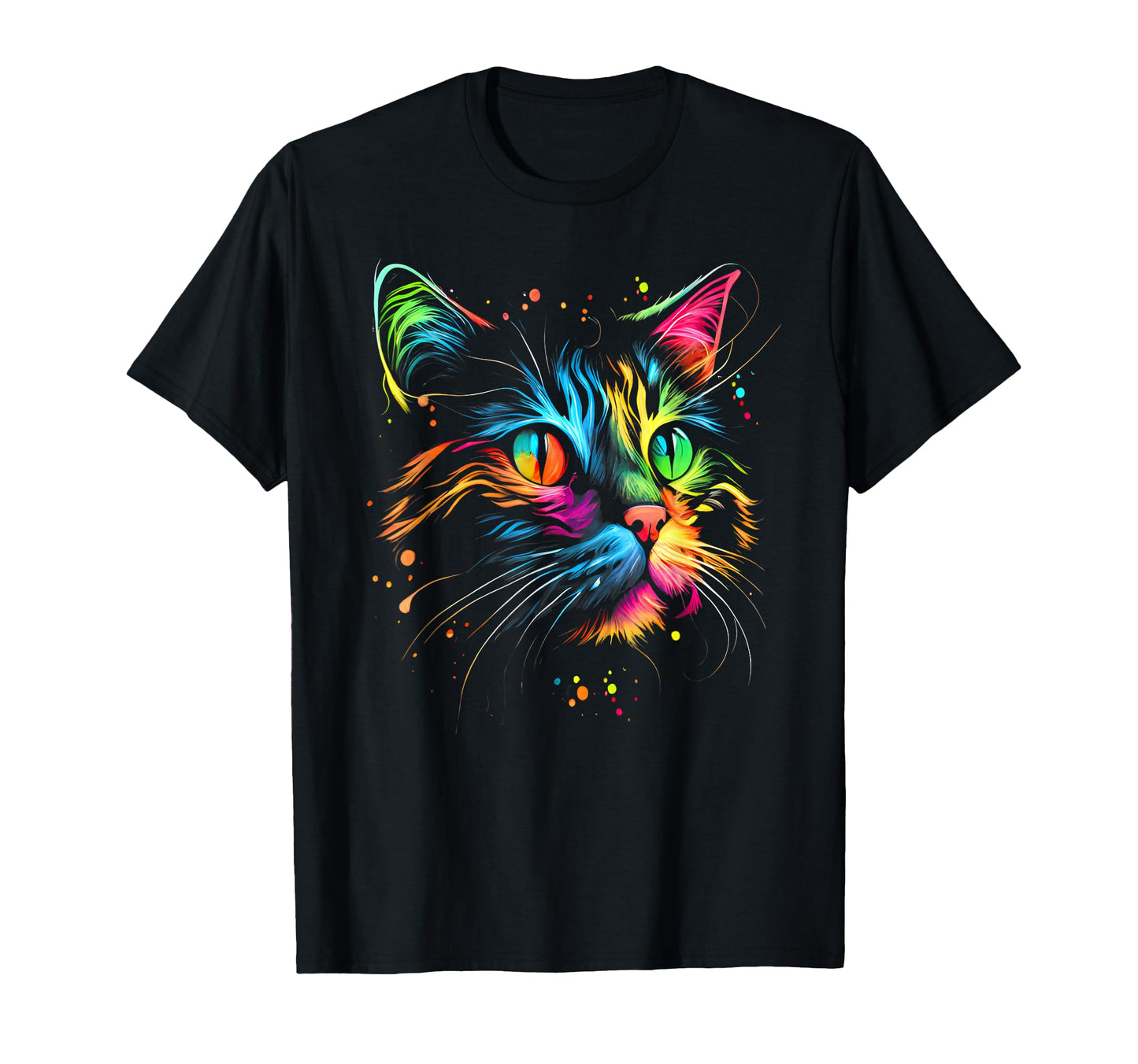 Colorful Cat Womens Cat Lovers Small T-Shirt - Trendy Graphic for Adults - T-Shirt, Sweatshirt, Hoodie