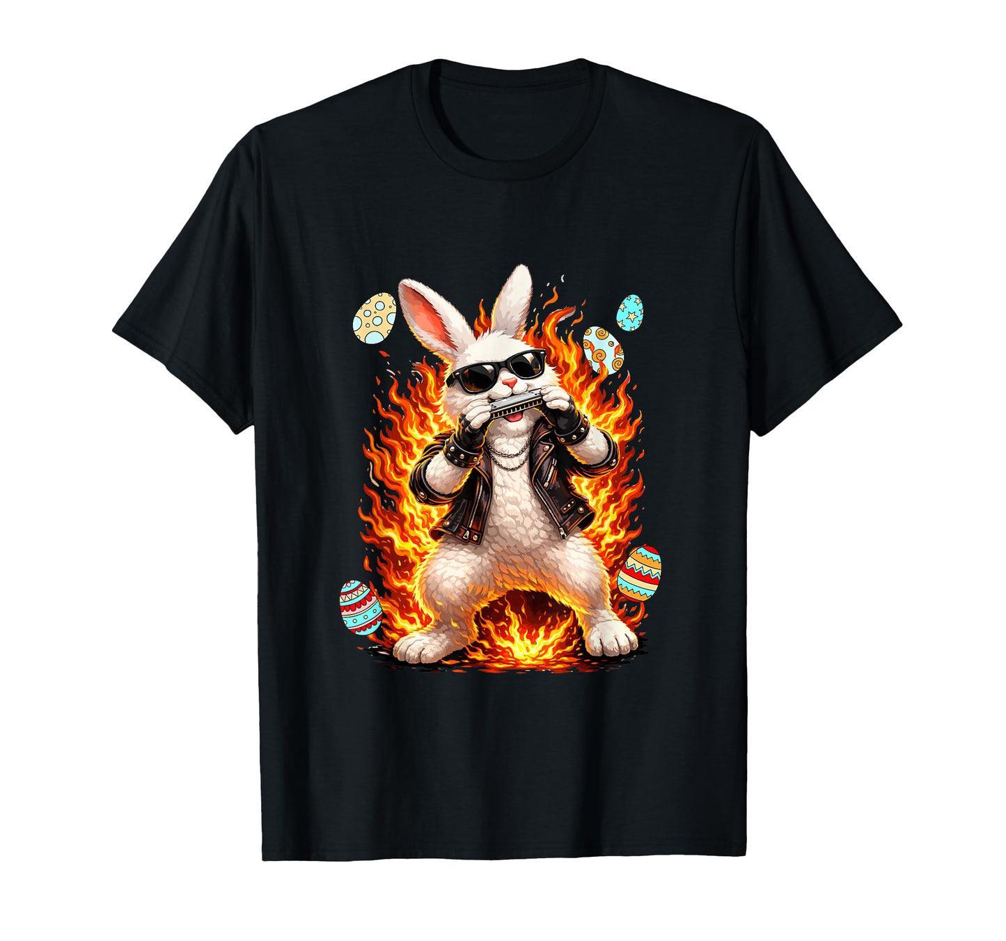 Easter Bunny Playing Harmonica T-Shirt - Streetwear Style Men Women - T-Shirt, Sweatshirt, Hoodie