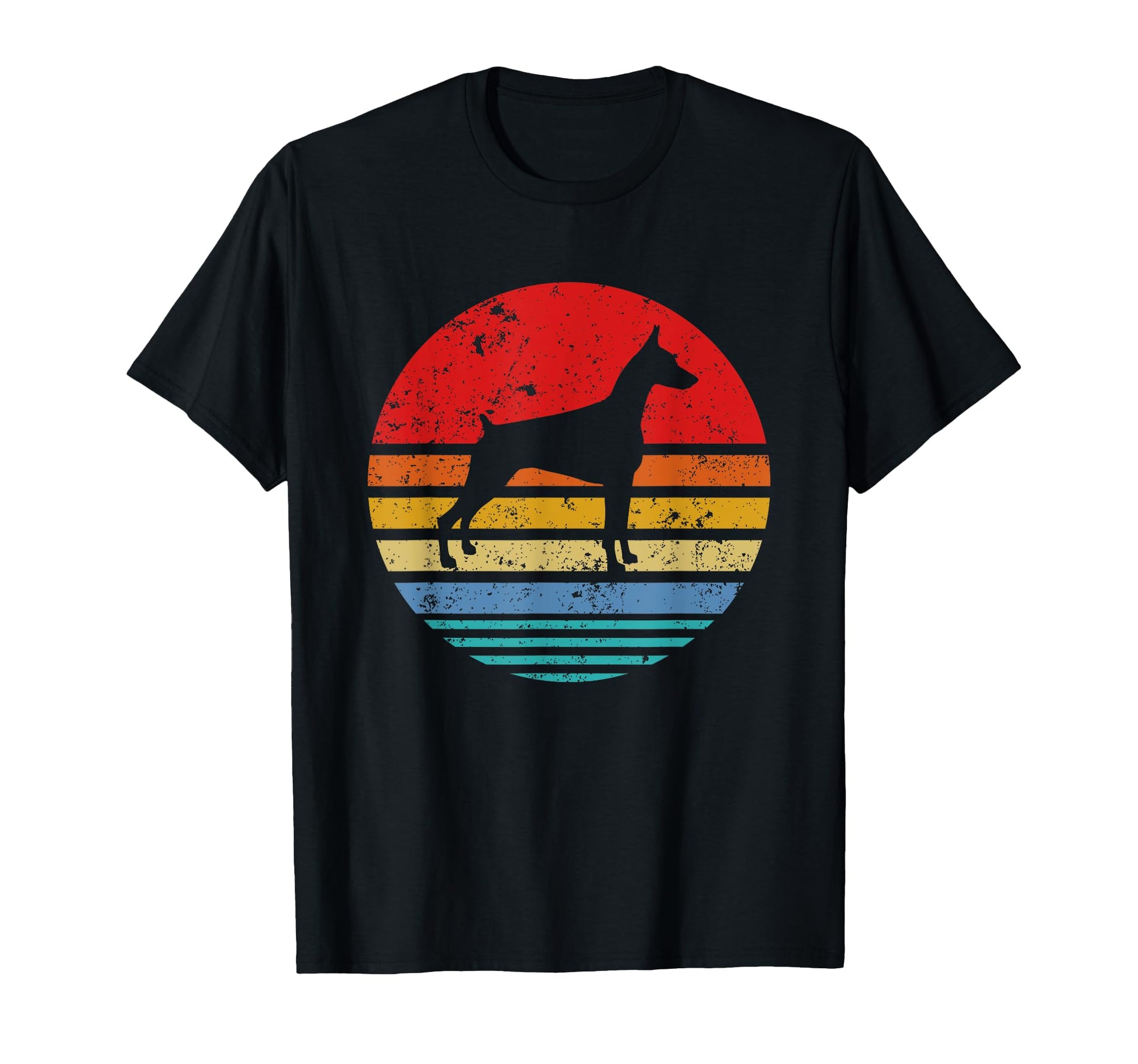 Doberman Sunset Distressed Mom Dad T-Shirt - Minimalist Print for Adults - T-Shirt, Sweatshirt, Hoodie