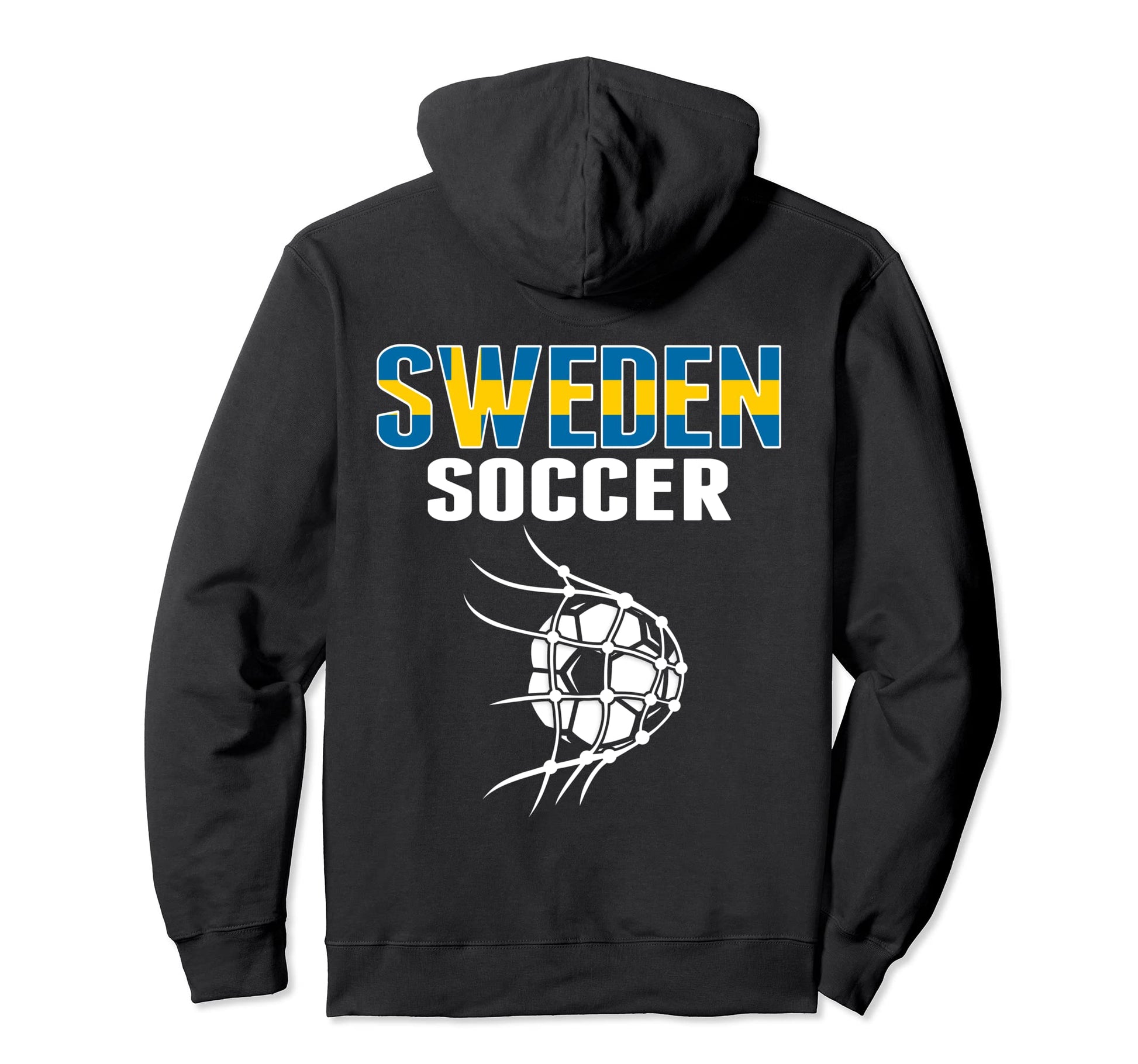 Sweden Soccer Ball Net Goal Swedish Hoodie - Minimalist Print for Adults - T-Shirt, Sweatshirt, Hoodie