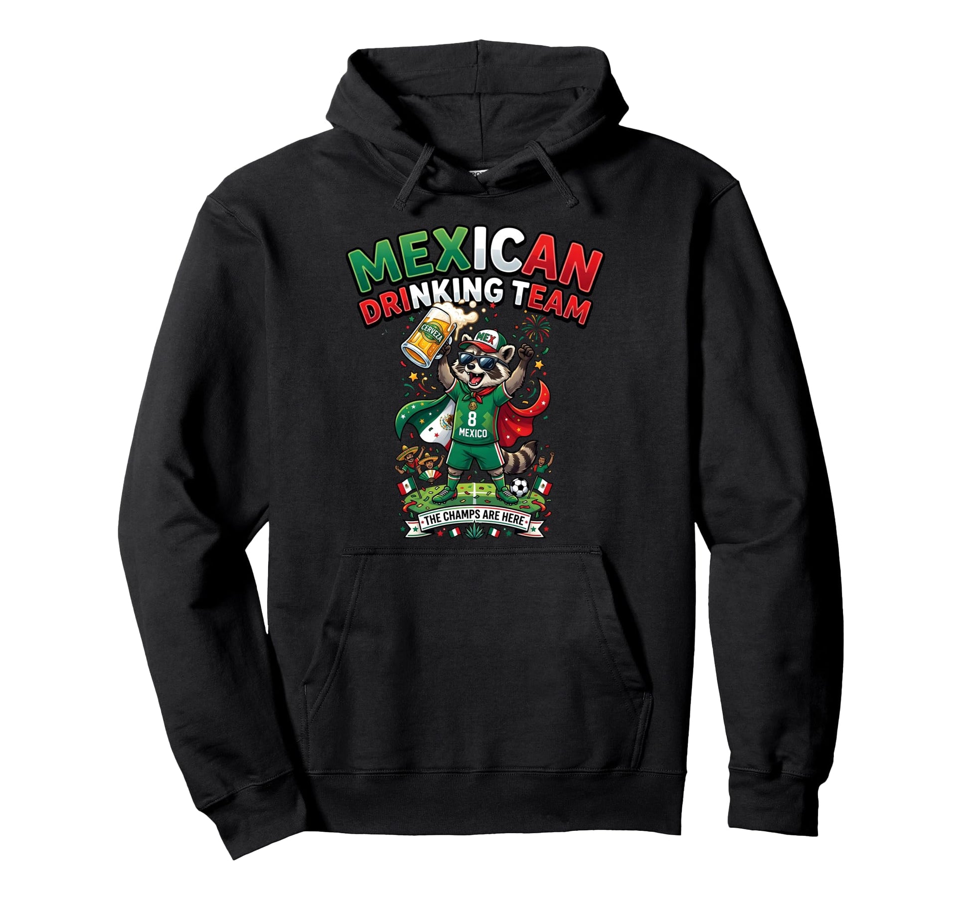Funny Raccoon Mexican Drinking Cup Hoodie - Streetwear Style for Adults - T-Shirt, Sweatshirt, Hoodie
