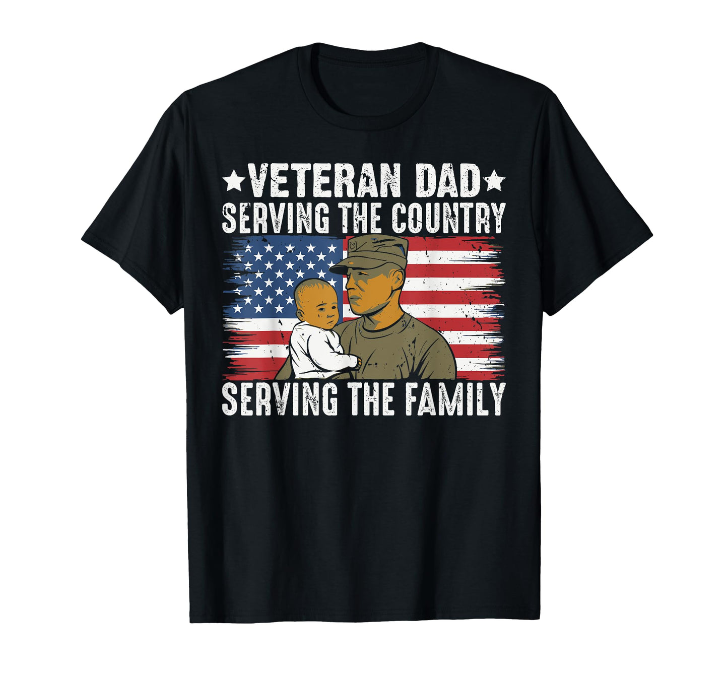 Serving Country Serving Family Veteran T-Shirt - Aesthetic Graphic Unisex - T-Shirt, Sweatshirt, Hoodie