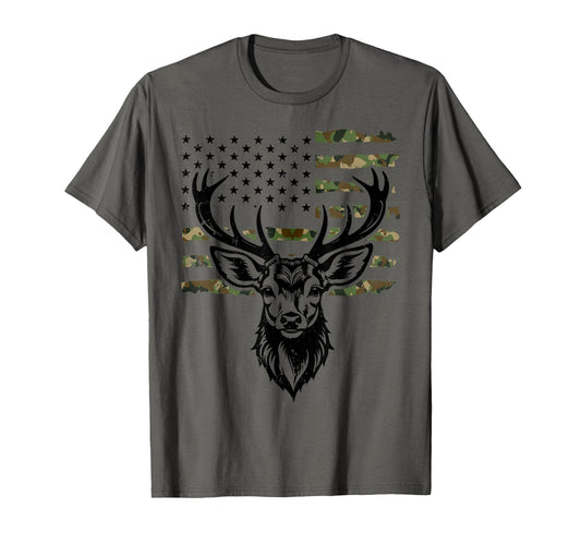 American Flag Deer Hunting Usa Hunt Dad T-Shirt - Graphic Print Unisex - T-Shirt, Sweatshirt, Hoodie