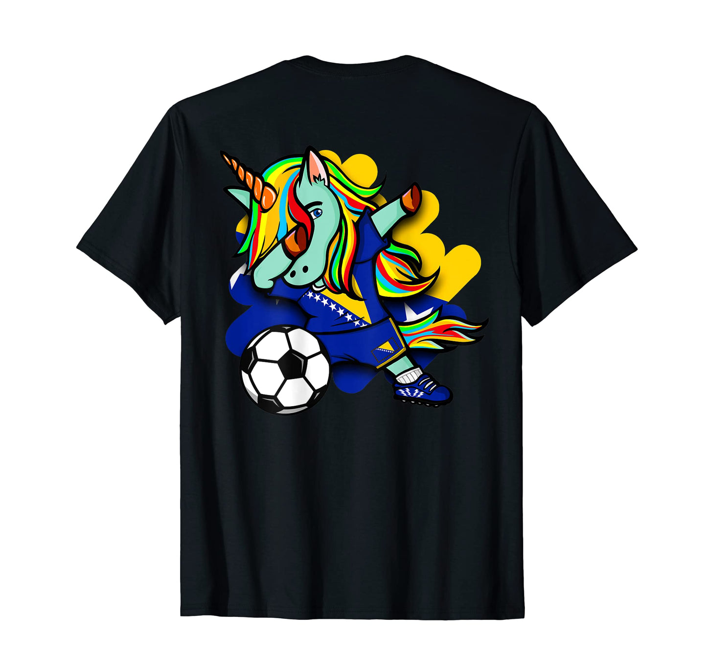 Dabbing Unicorn Bosnia Herzegovina Soccer T-Shirt - Novelty Apparel Unisex - T-Shirt, Sweatshirt, Hoodie
