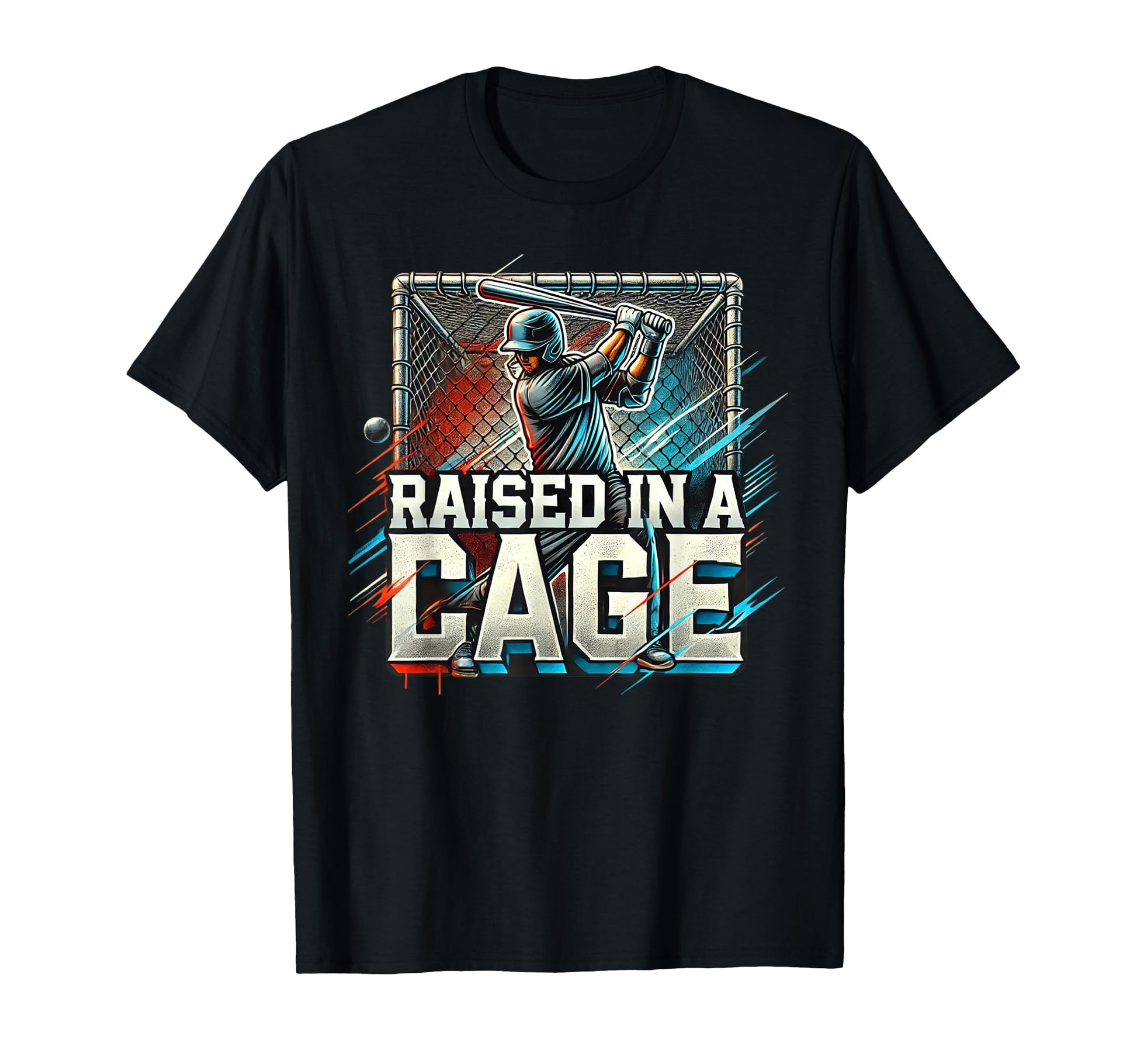 Raised Cage Baseball Training Batting T-Shirt - Custom Art Print Unisex - T-Shirt, Sweatshirt, Hoodie