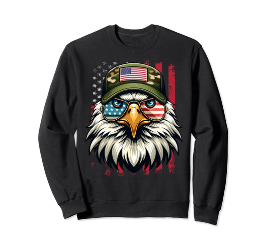 Bald Eagle 4Th July Usa Flag Sweatshirt - Fun Novelty Design for Adults - T-Shirt, Sweatshirt, Hoodie