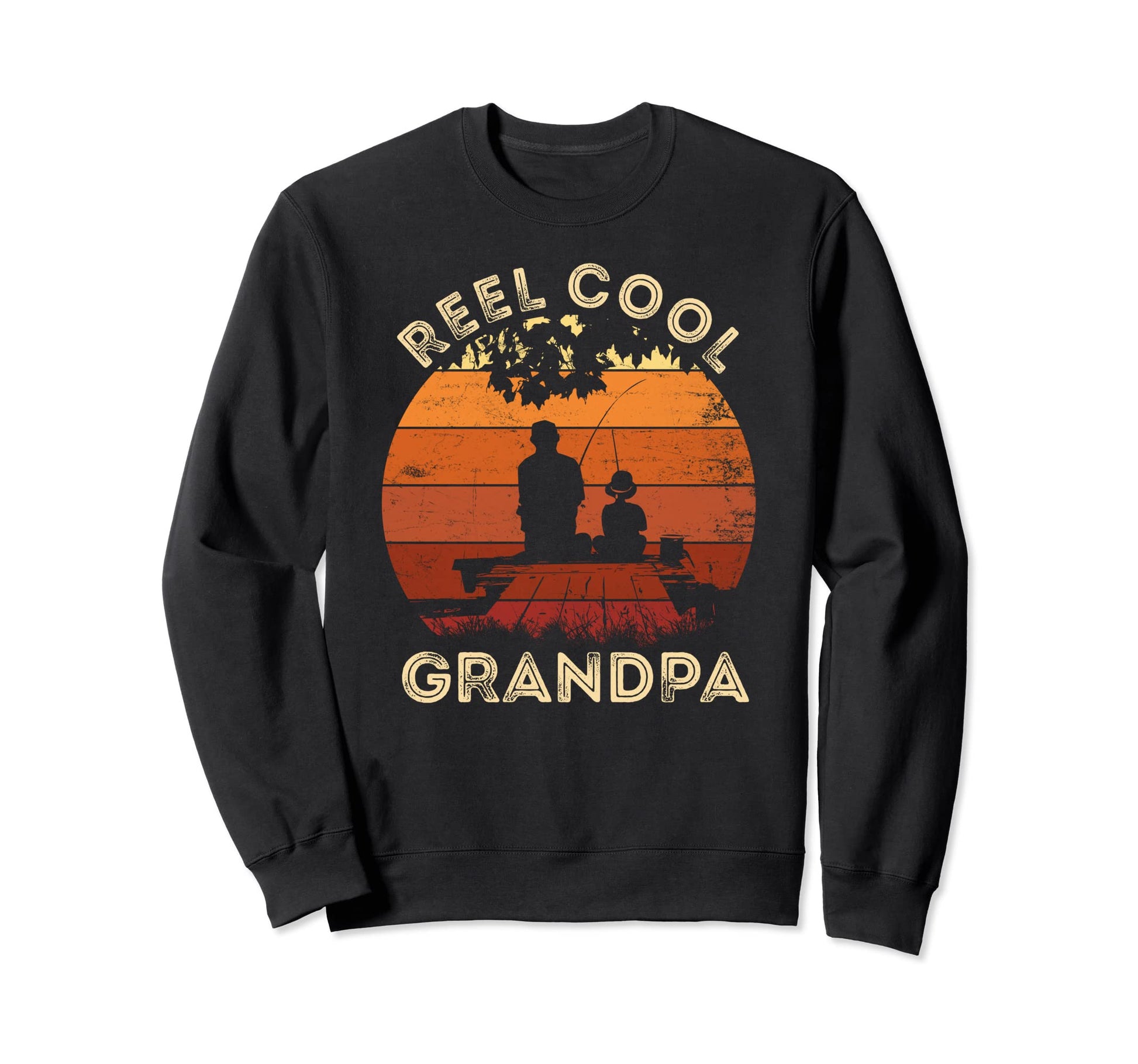Reel Grandpa Fishing Funny Fathers Sweatshirt - Trendy Graphic for Adults - T-Shirt, Sweatshirt, Hoodie