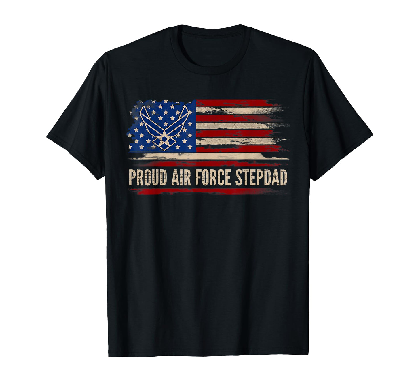 Proud Air Force Stepdad American Flag T-Shirt - Unique Graphic for Adults - T-Shirt, Sweatshirt, Hoodie