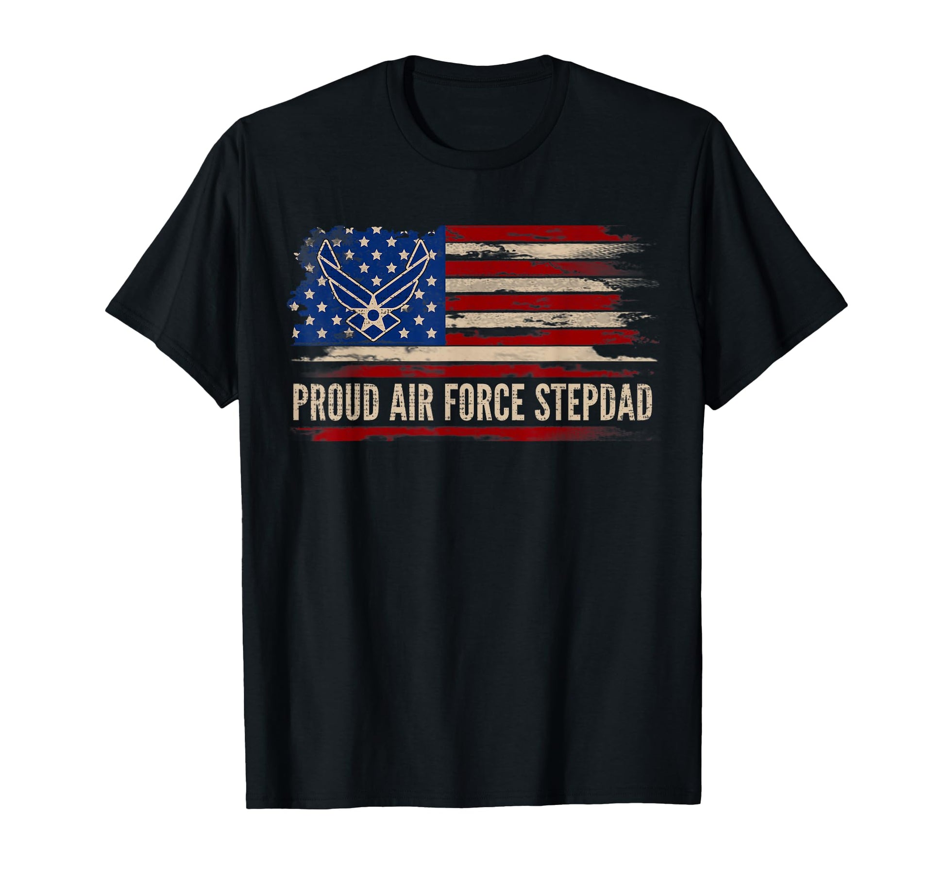 Proud Air Force Stepdad American Flag T-Shirt - Unique Graphic for Adults - T-Shirt, Sweatshirt, Hoodie