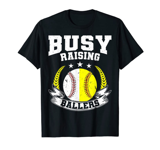 Ball Mom Dad Busy Raising Ballers T-Shirt - Aesthetic Graphic Unisex - T-Shirt, Sweatshirt, Hoodie