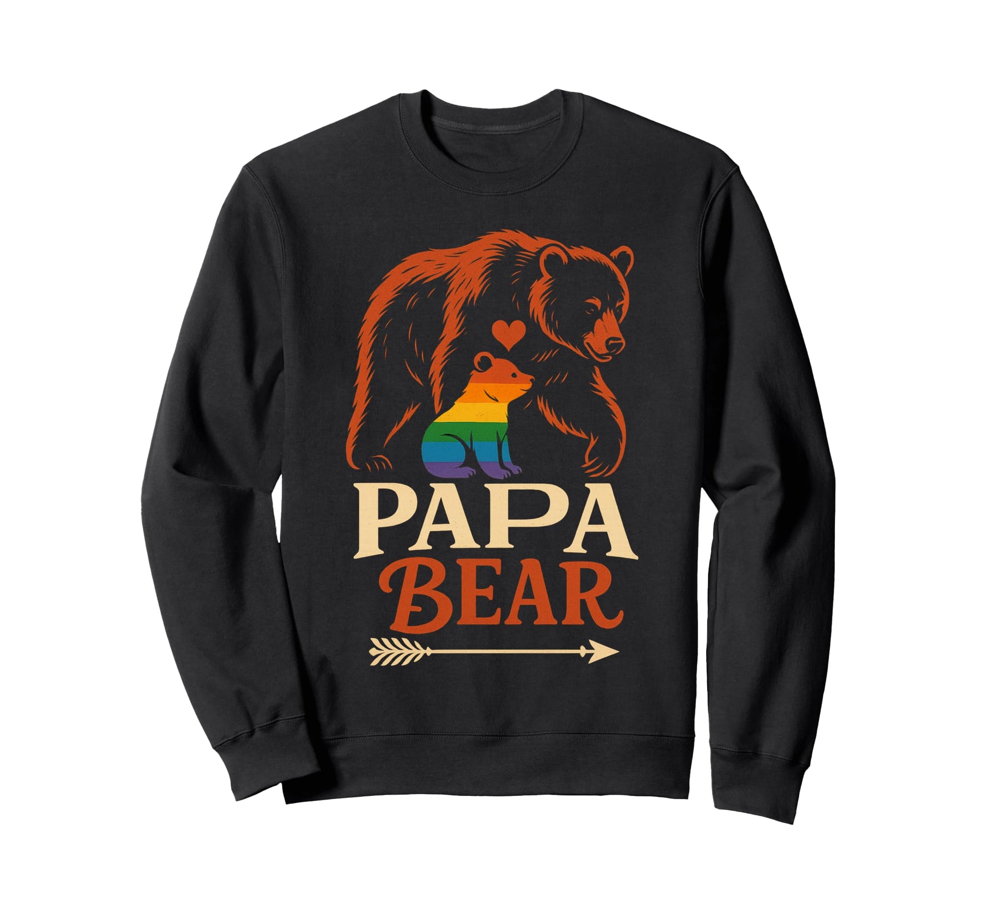 Papa Bear Bear And Cub Pride Flag Sweatshirt - Casual Everyday Wear Unisex - T-Shirt, Sweatshirt, Hoodie