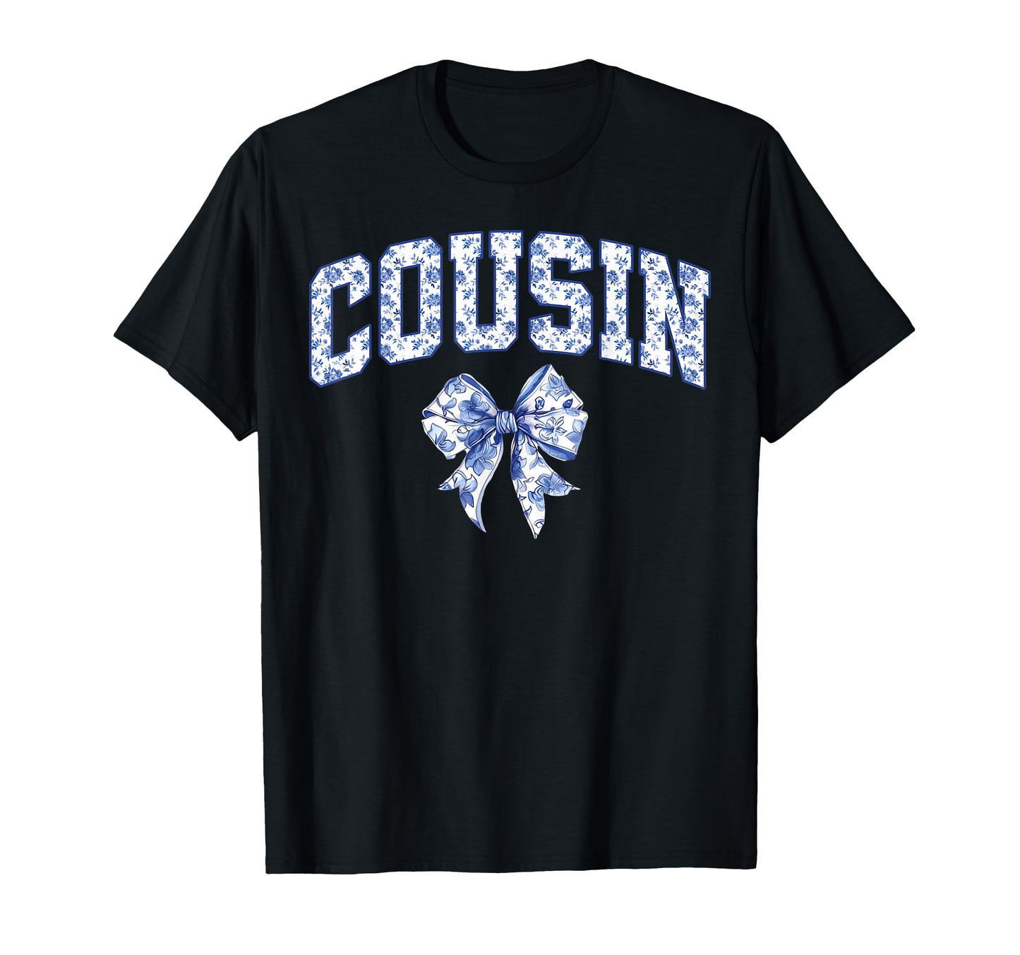 Cousin Coquette Toile Blue Bow T-Shirt - Streetwear Style for Adults - T-Shirt, Sweatshirt, Hoodie
