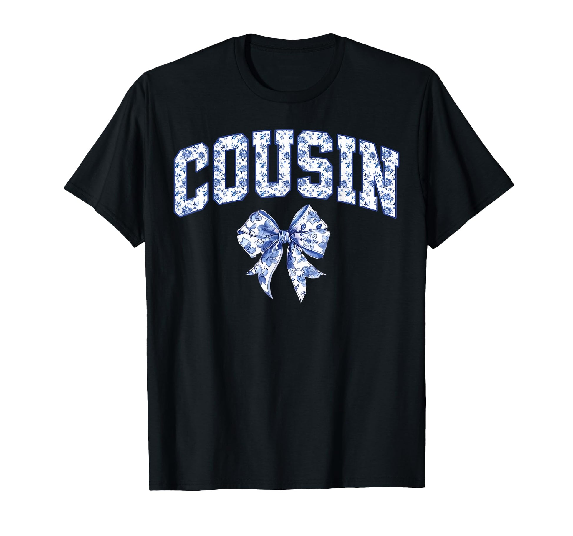 Cousin Coquette Toile Blue Bow T-Shirt - Streetwear Style for Adults - T-Shirt, Sweatshirt, Hoodie