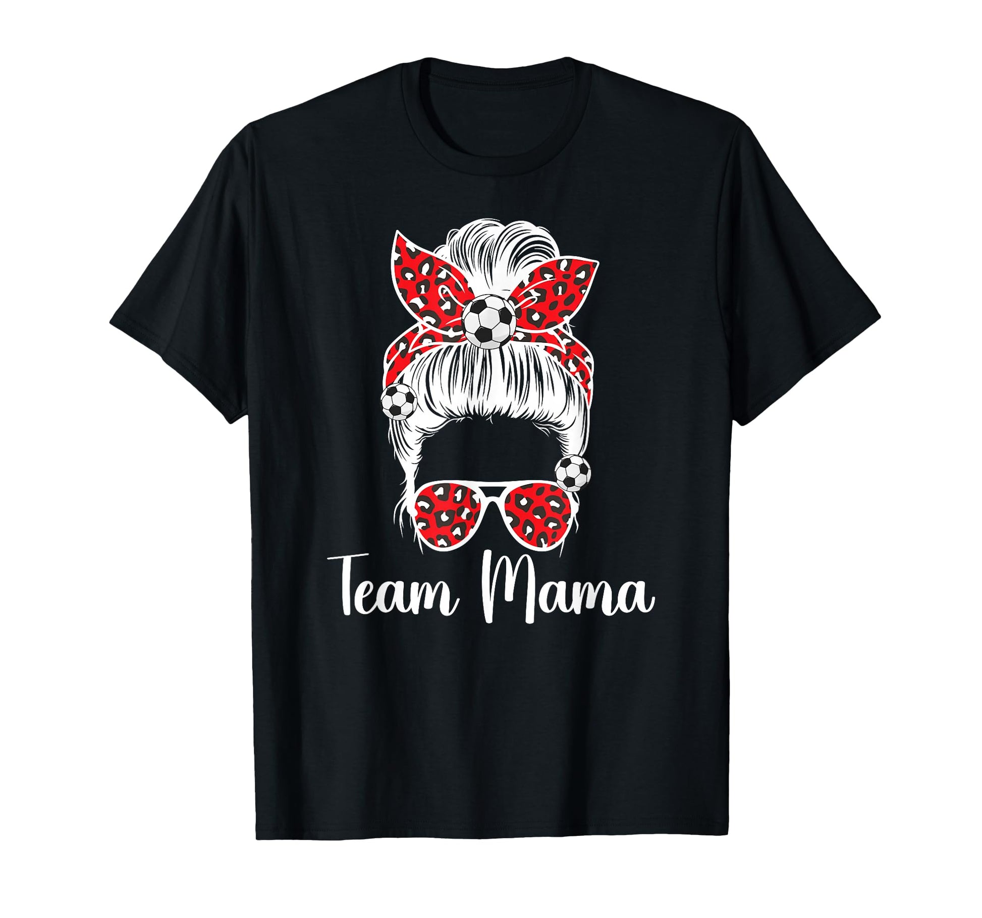 Soccer Team Mama Messy Bun Soccer T-Shirt - Custom Art Print for Adults - T-Shirt, Sweatshirt, Hoodie