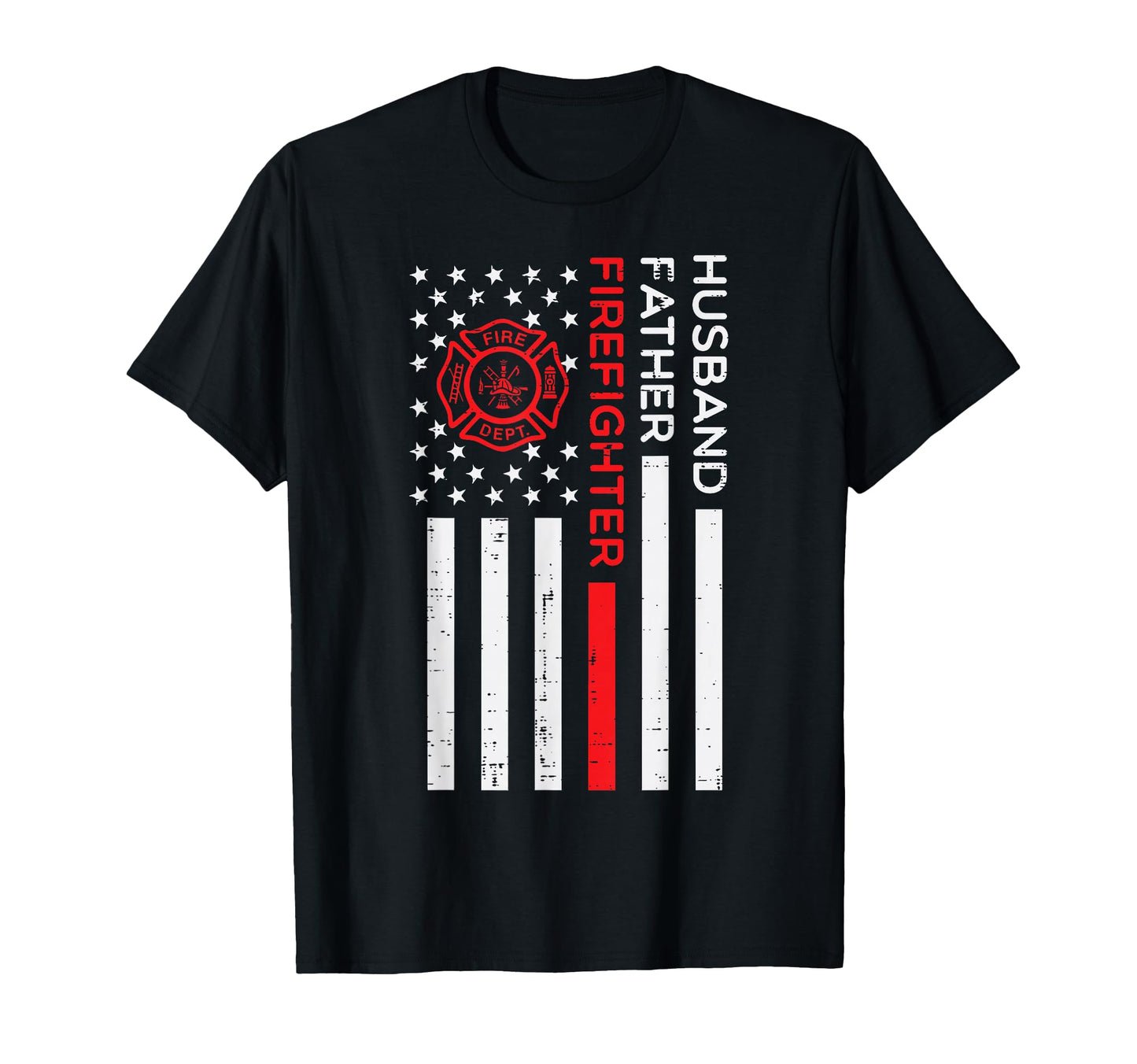 Husband Father Firefighter Us Flag T-Shirt - Unique Graphic for Adults - T-Shirt, Sweatshirt, Hoodie