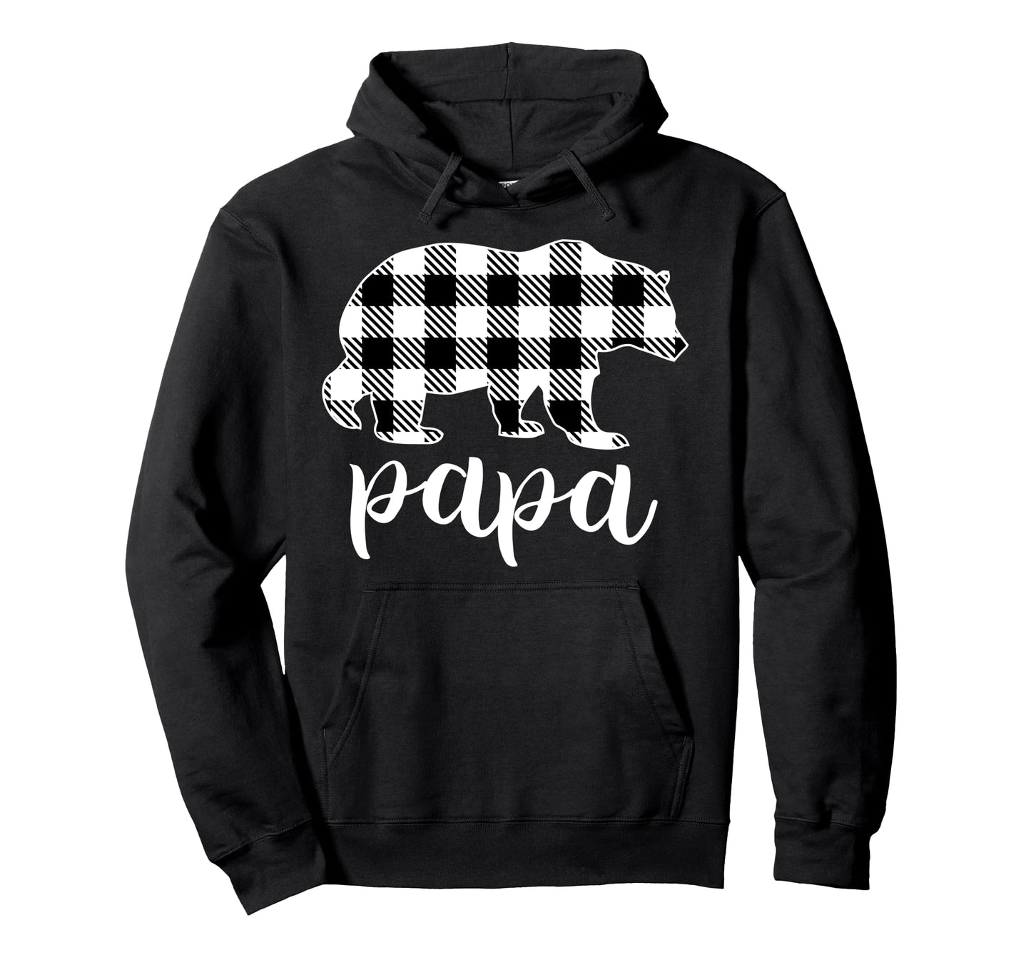 Papa Bear Grey Buffalo Plaid Bear Dad Hoodie - Graphic Print Unisex - T-Shirt, Sweatshirt, Hoodie