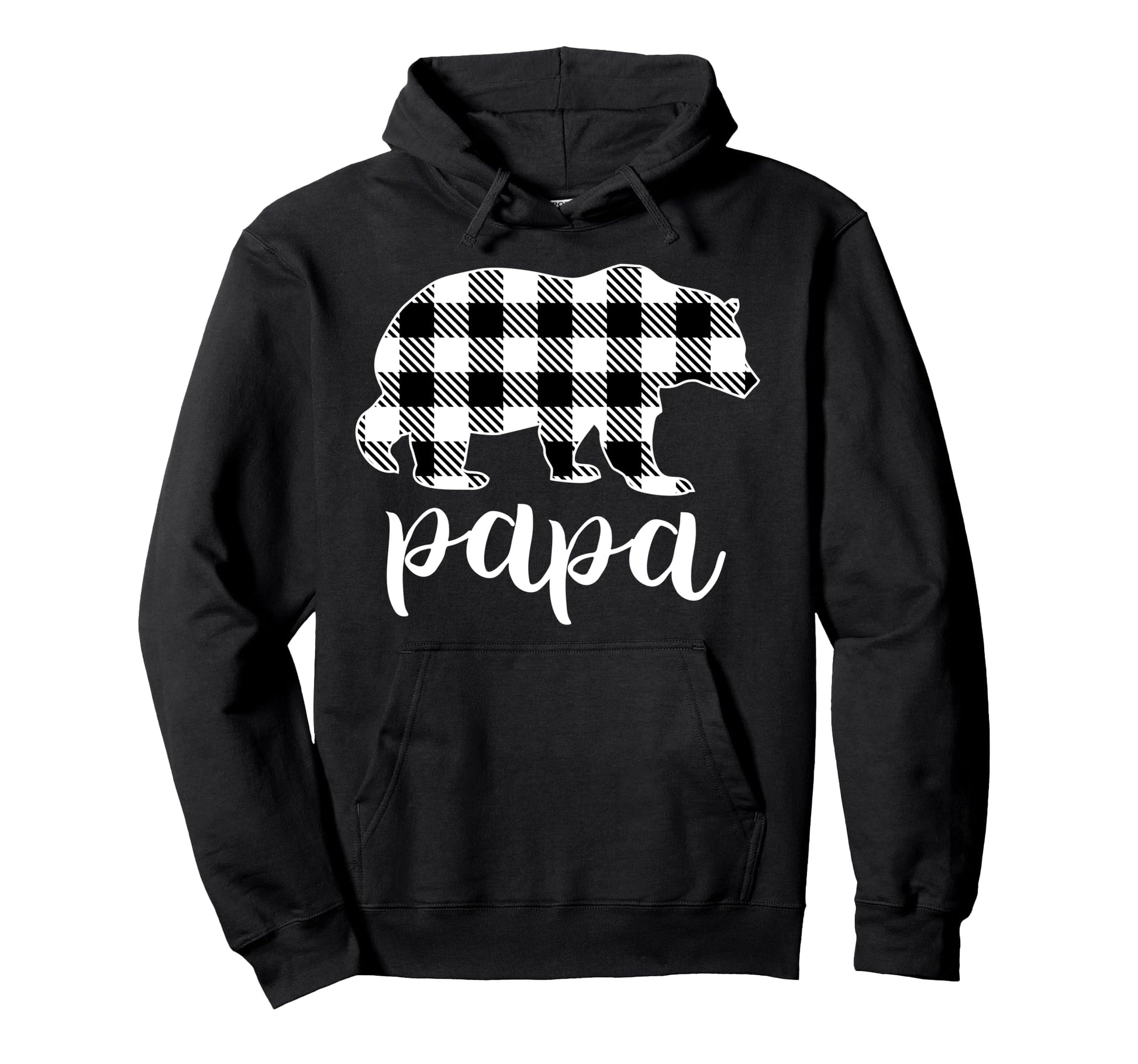 Papa Bear Grey Buffalo Plaid Bear Dad Hoodie - Graphic Print Unisex - T-Shirt, Sweatshirt, Hoodie