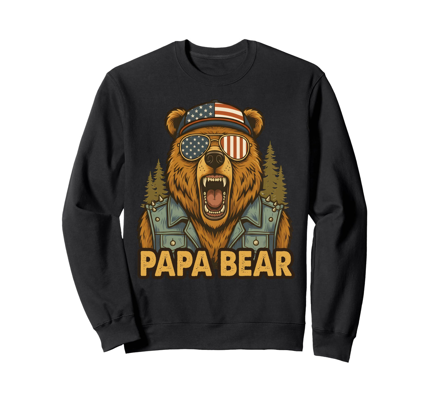 Papa Bear Usa Funny Dad Bear Sweatshirt - Aesthetic Graphic Men Women - T-Shirt, Sweatshirt, Hoodie