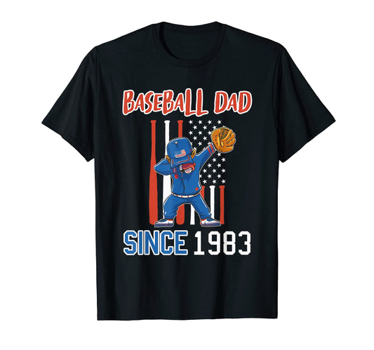 Baseball Dad Since 1983 T-Shirt - Unique Graphic Unisex - T-Shirt, Sweatshirt, Hoodie