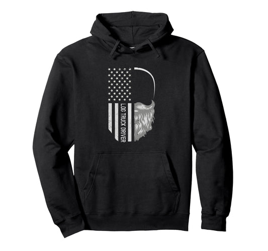 Bald Bearded Log Truck Driver Funny Hoodie - Minimalist Print Men Women - T-Shirt, Sweatshirt, Hoodie