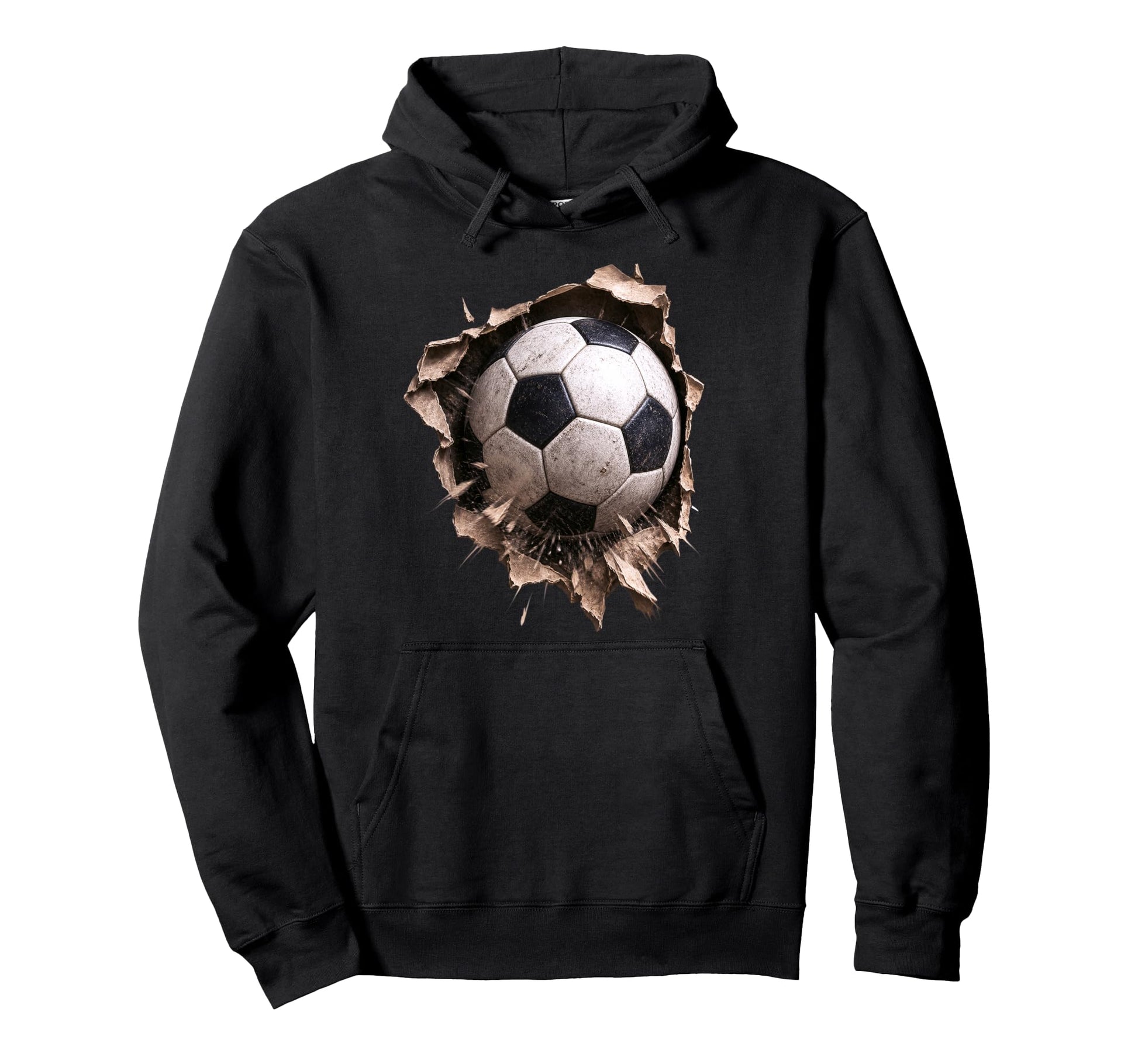 Soccer Ball Torn Fabric Bursting 3D Hoodie - Aesthetic Graphic Unisex - T-Shirt, Sweatshirt, Hoodie