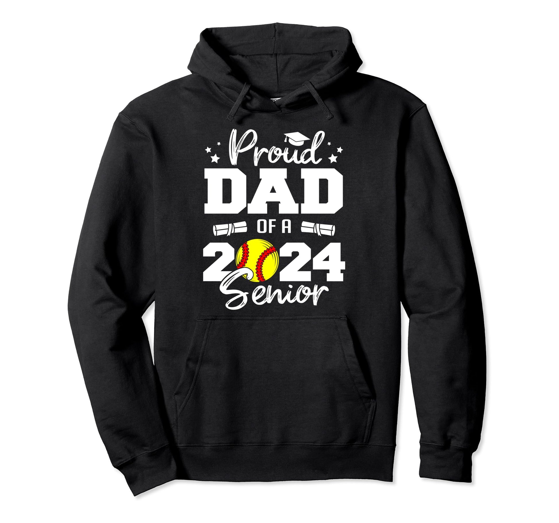Proud Dad 2024 Senior Funny Softball 2024 Hoodie - Custom Art Print Unisex - T-Shirt, Sweatshirt, Hoodie