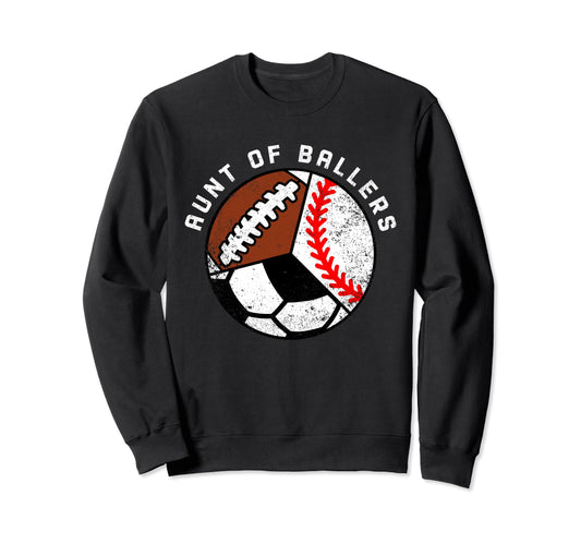 Aunt Ballers Funny Baseball Sweatshirt - Casual Everyday Wear for Adults - T-Shirt, Sweatshirt, Hoodie