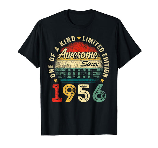 Awesome Since June 1956 70 Years Old 70Th T-Shirt - Unique Graphic Unisex - T-Shirt, Sweatshirt, Hoodie