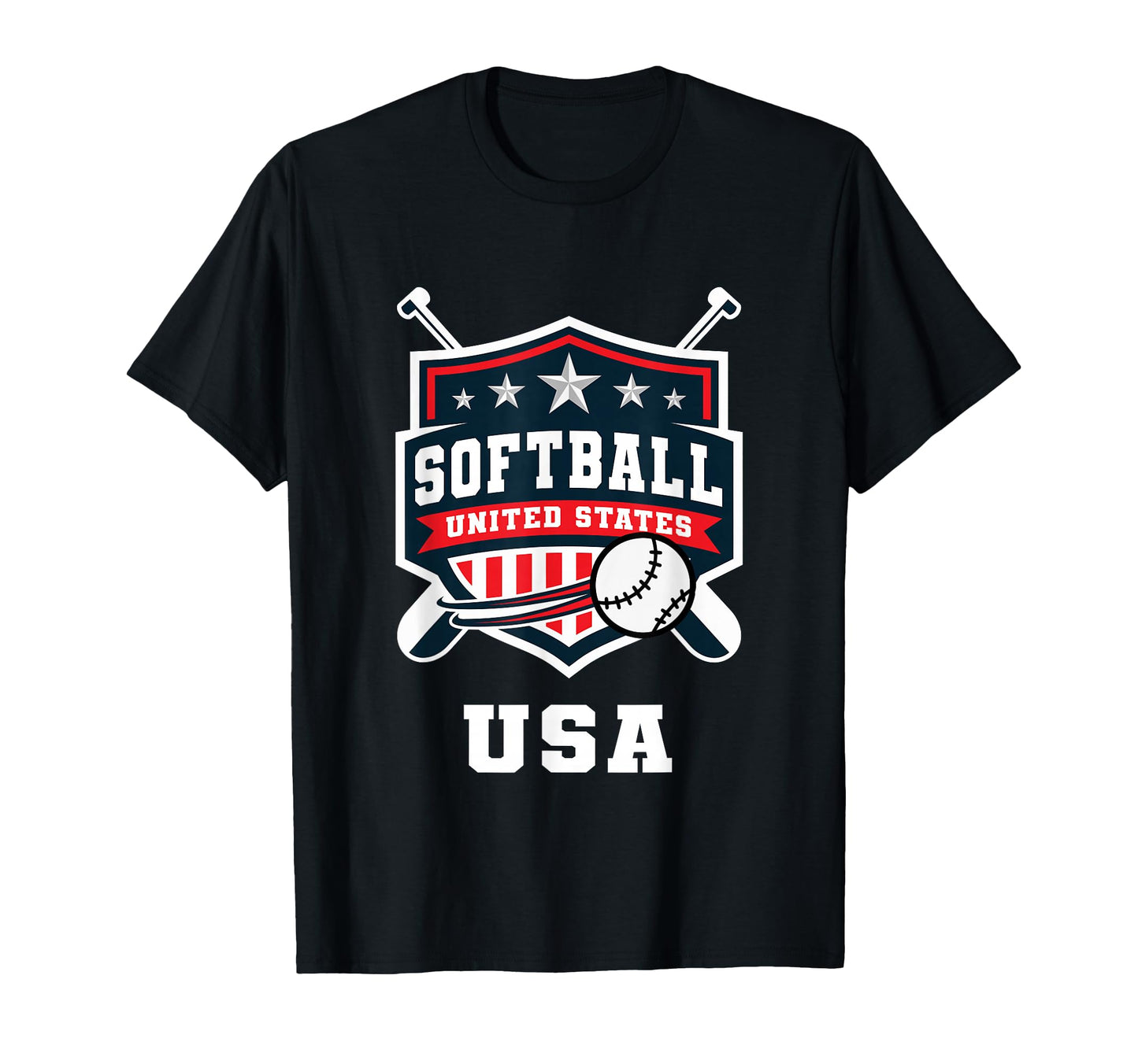 Softball Usa Support Team Usa Flag T-Shirt - Unique Graphic for Adults - T-Shirt, Sweatshirt, Hoodie