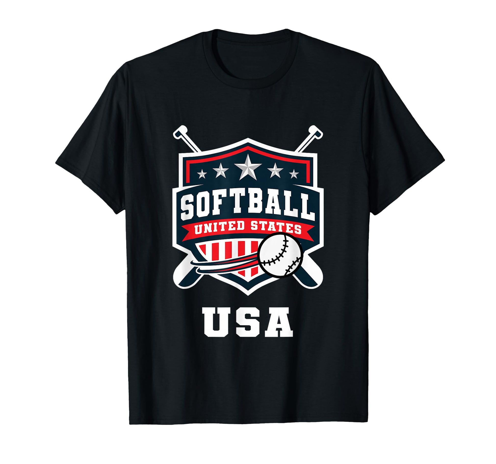 Softball Usa Support Team Usa Flag T-Shirt - Unique Graphic for Adults - T-Shirt, Sweatshirt, Hoodie