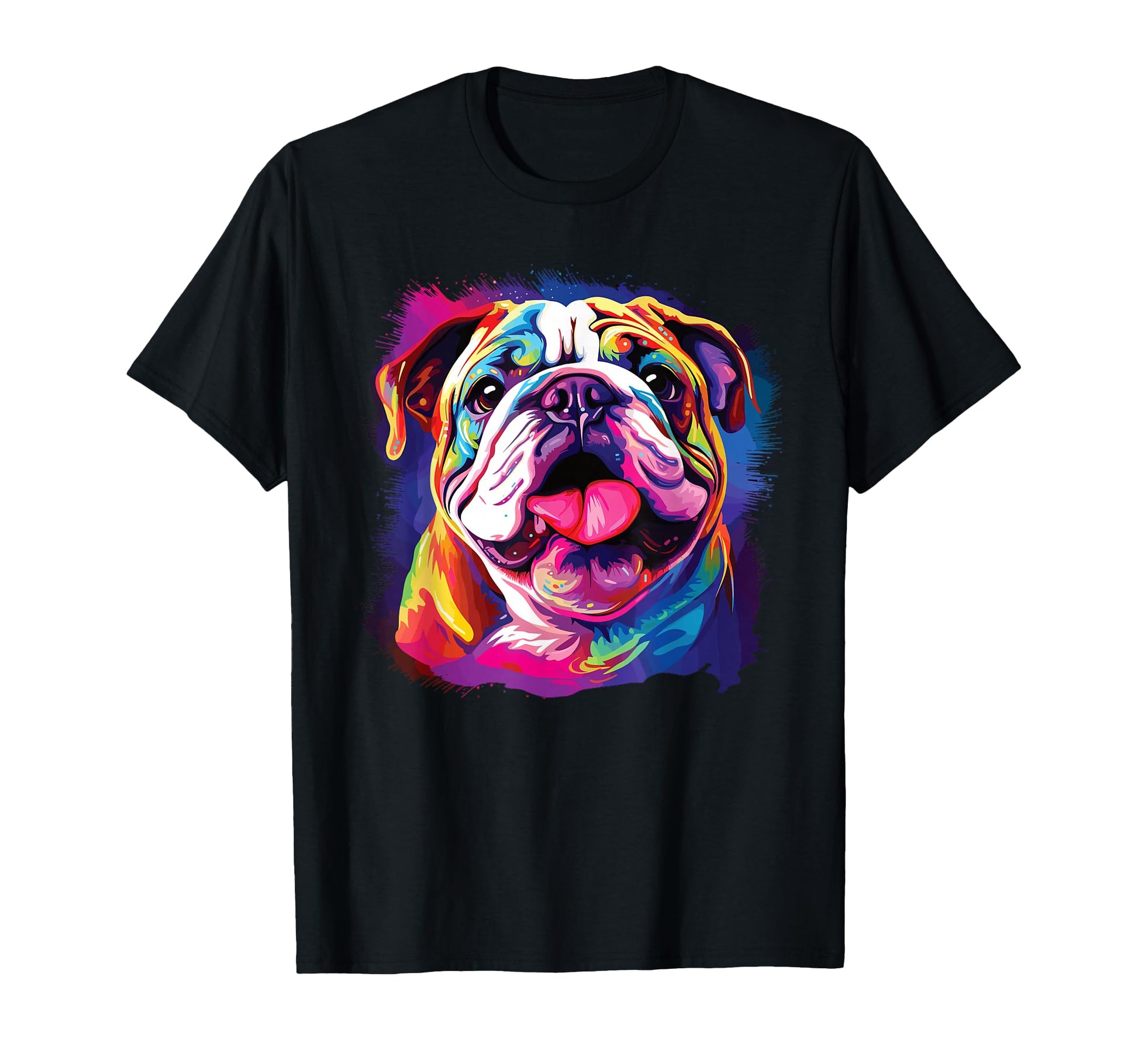 Watercolor Colorful English Bulldog T-Shirt - Fun Novelty Design Unisex - T-Shirt, Sweatshirt, Hoodie