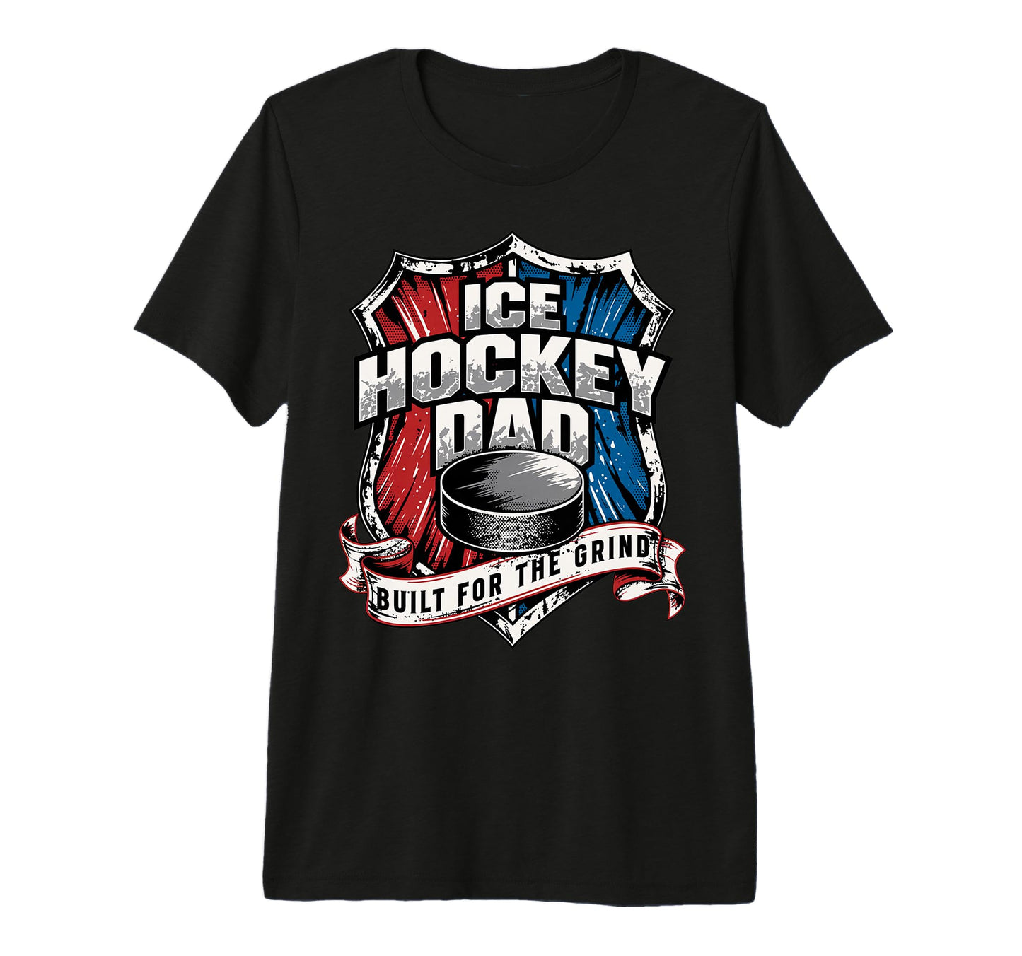 Mens Patriotic Ice Hockey Dad Built T-Shirt - Fun Novelty Design Men Women - T-Shirt, Sweatshirt, Hoodie